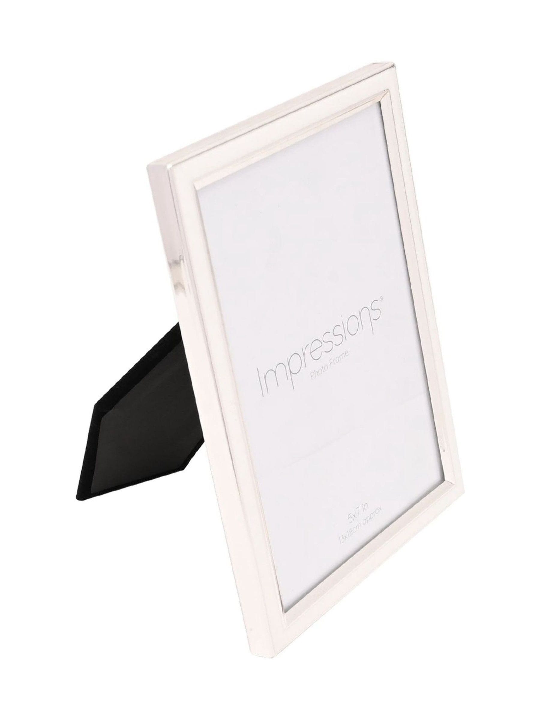 Widdop white silver plated photo frame for 5x7 photos, imported from the UK