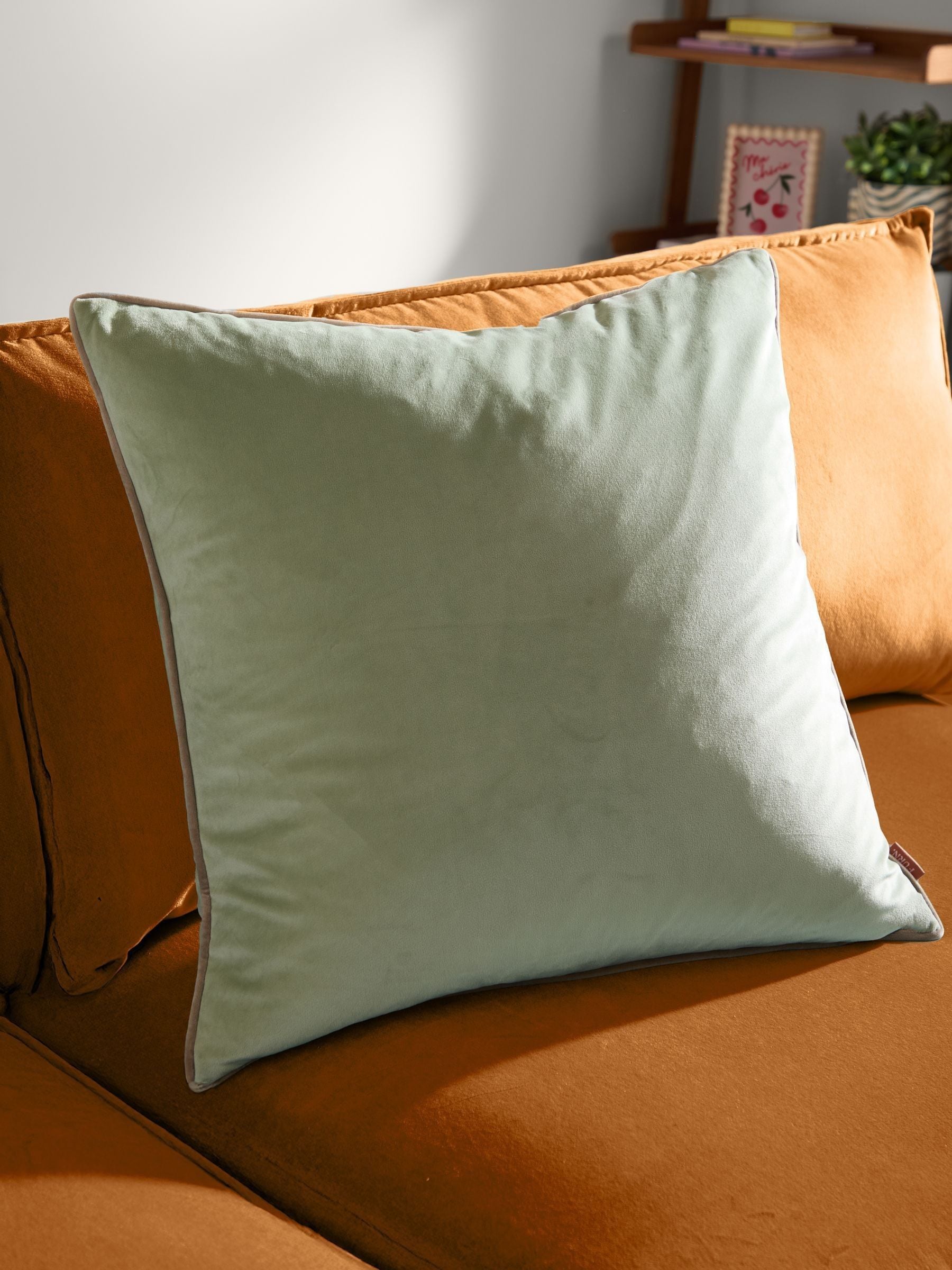 Furn Caramel/Chocolate Meridian Velvet Feather Cushion 55 x 55cm