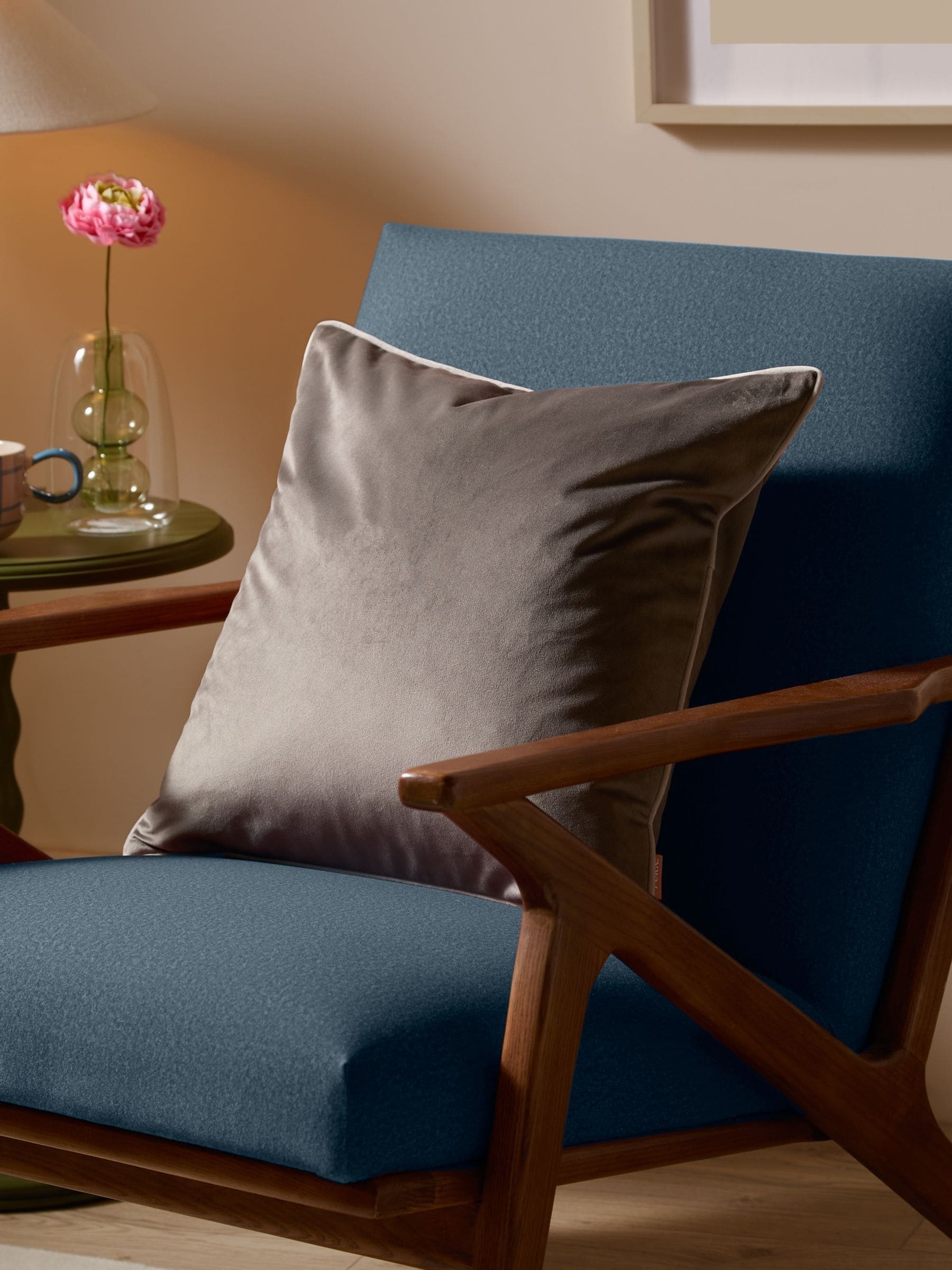 Furn Caramel/Chocolate Meridian Velvet Feather Cushion 55 x 55cm