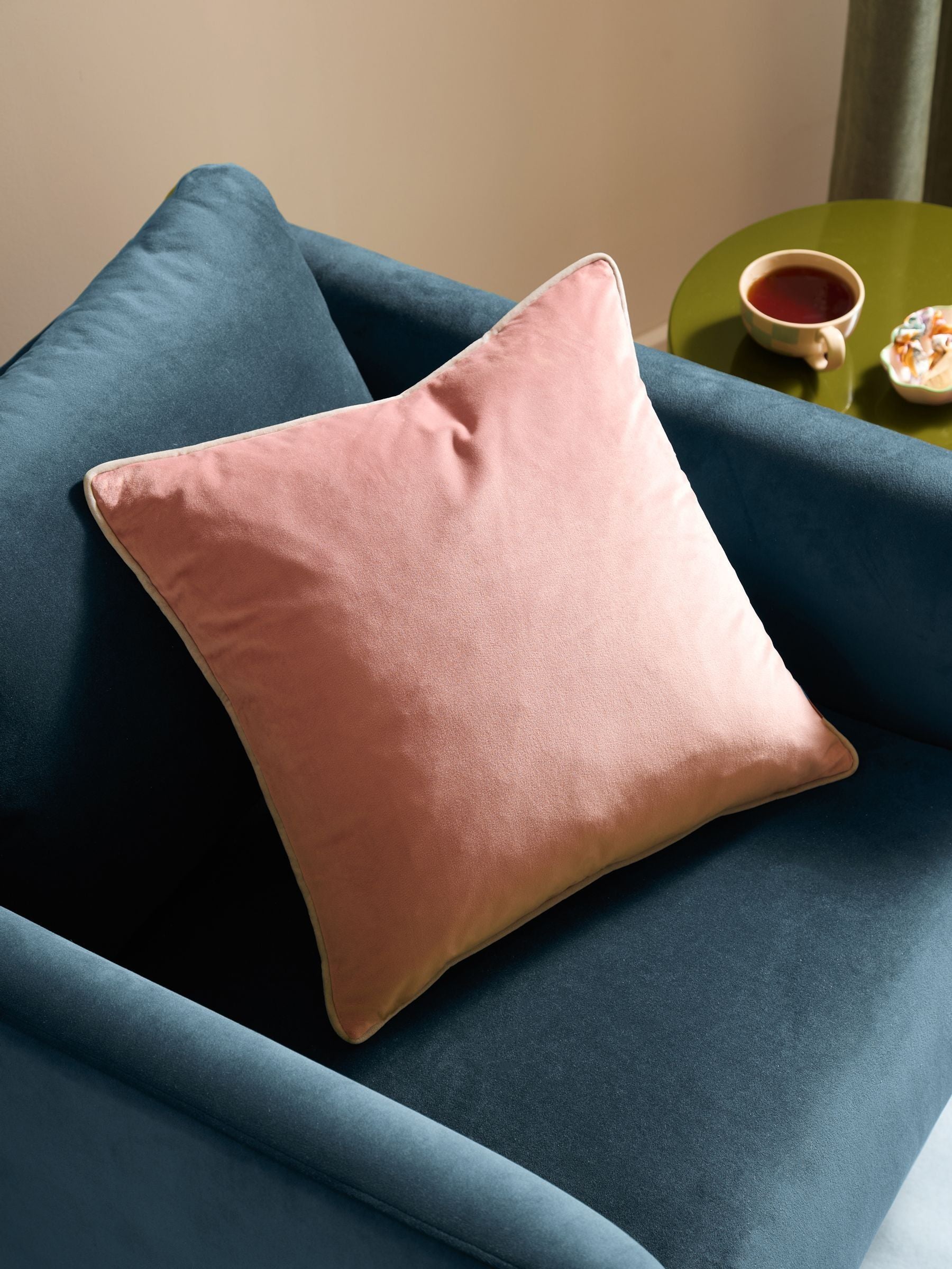 Furn Caramel/Chocolate Meridian Velvet Feather Cushion 55 x 55cm
