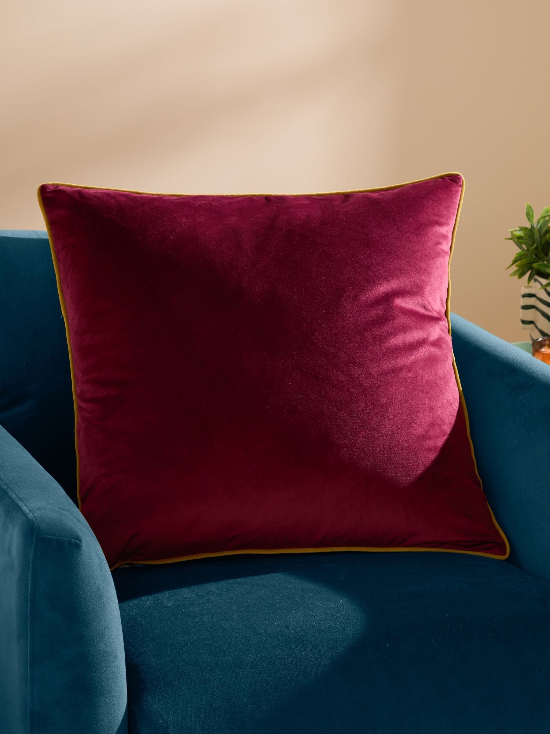 Furn Caramel/Chocolate Meridian Velvet Feather Cushion 55 x 55cm