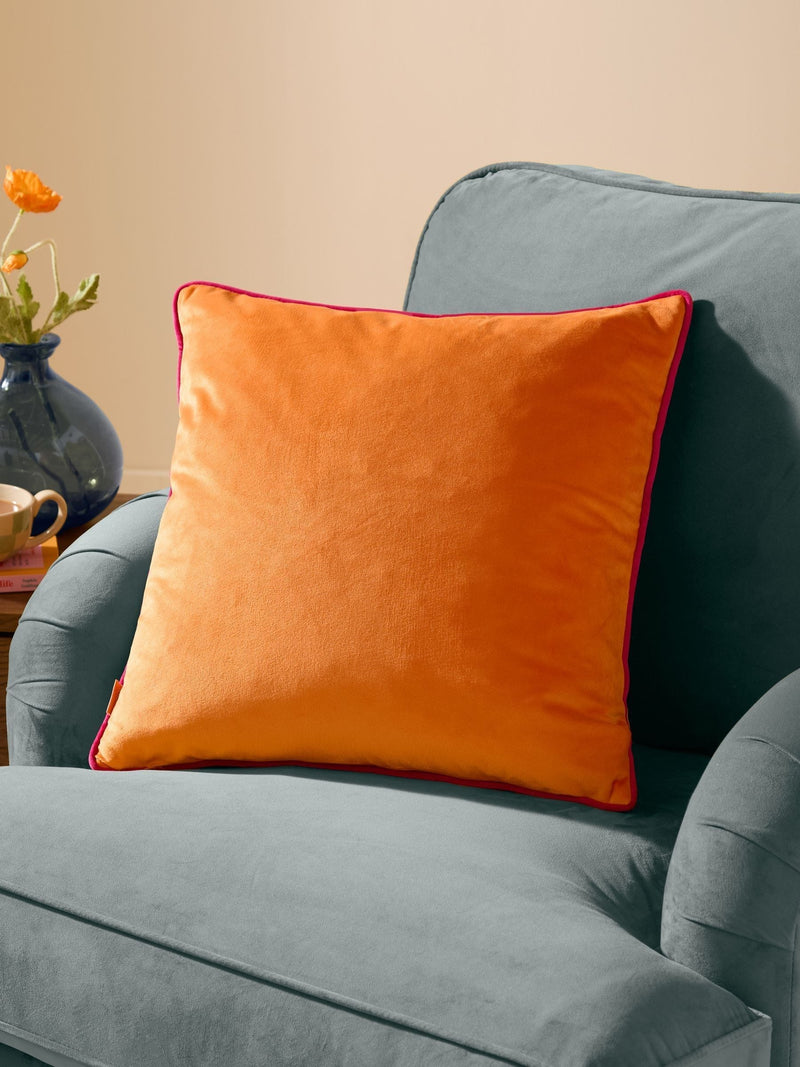 Furn Caramel/Chocolate Meridian Velvet Feather Cushion 55 x 55cm