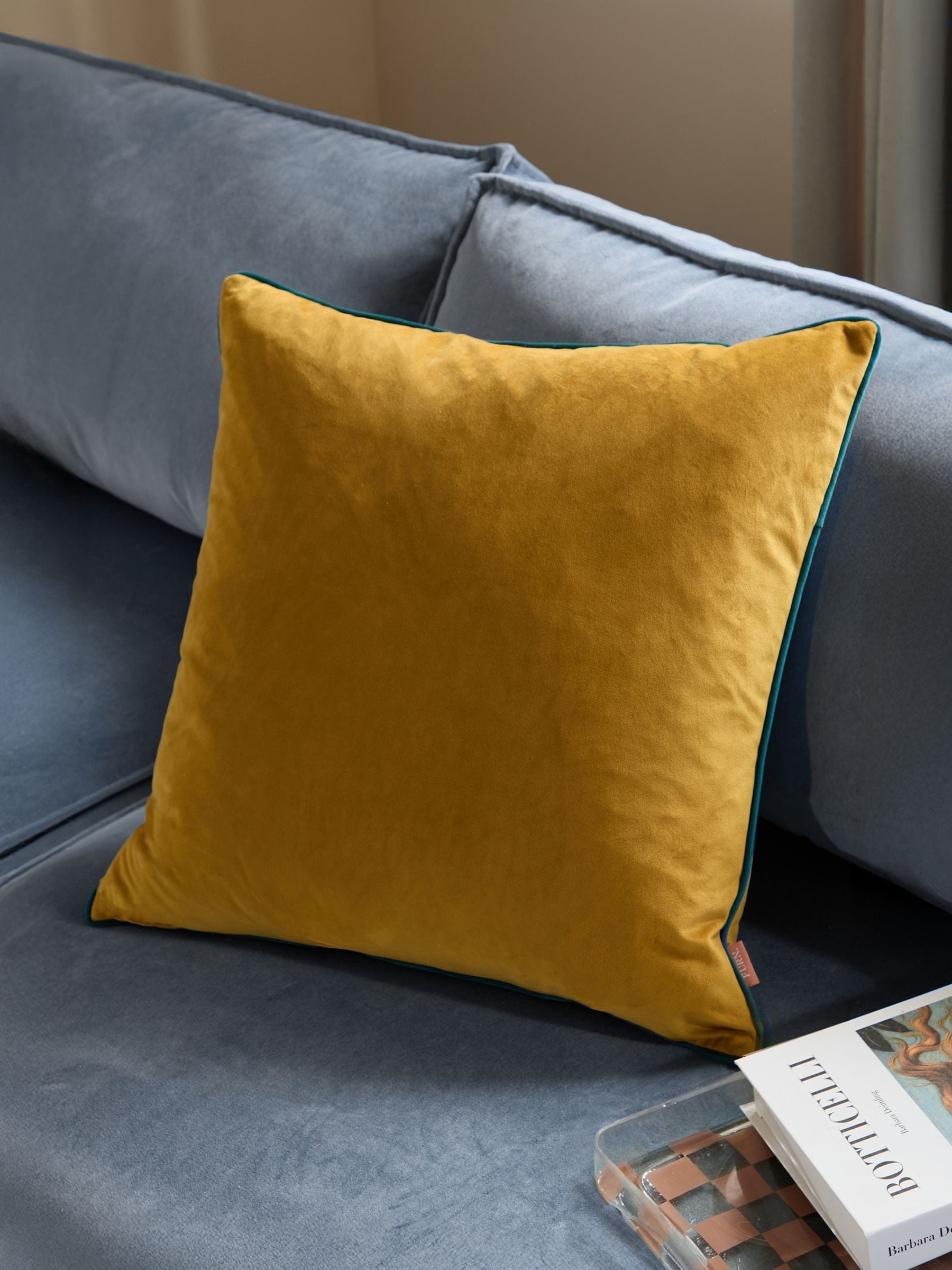 Furn Caramel/Chocolate Meridian Velvet Feather Cushion 55 x 55cm