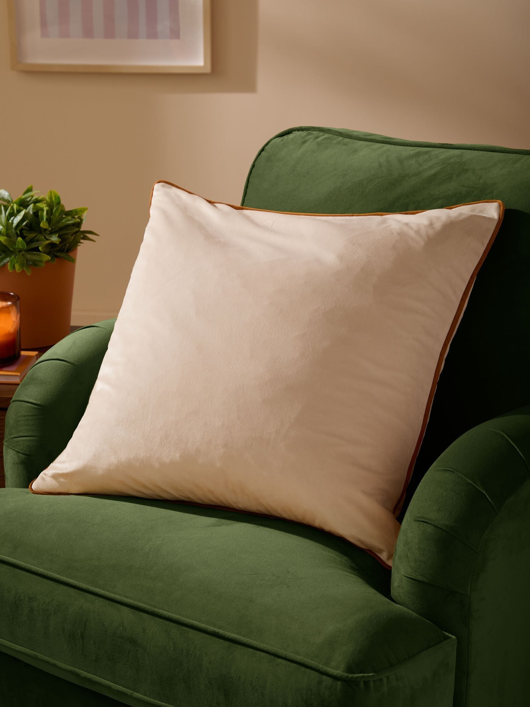 Furn Caramel/Chocolate Meridian Velvet Feather Cushion 55 x 55cm