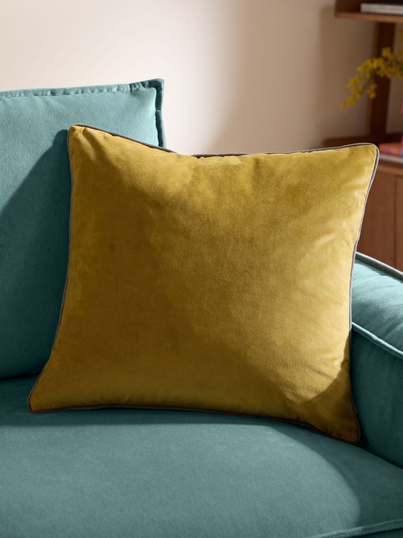 Furn Caramel/Chocolate Meridian Velvet Feather Cushion 55 x 55cm