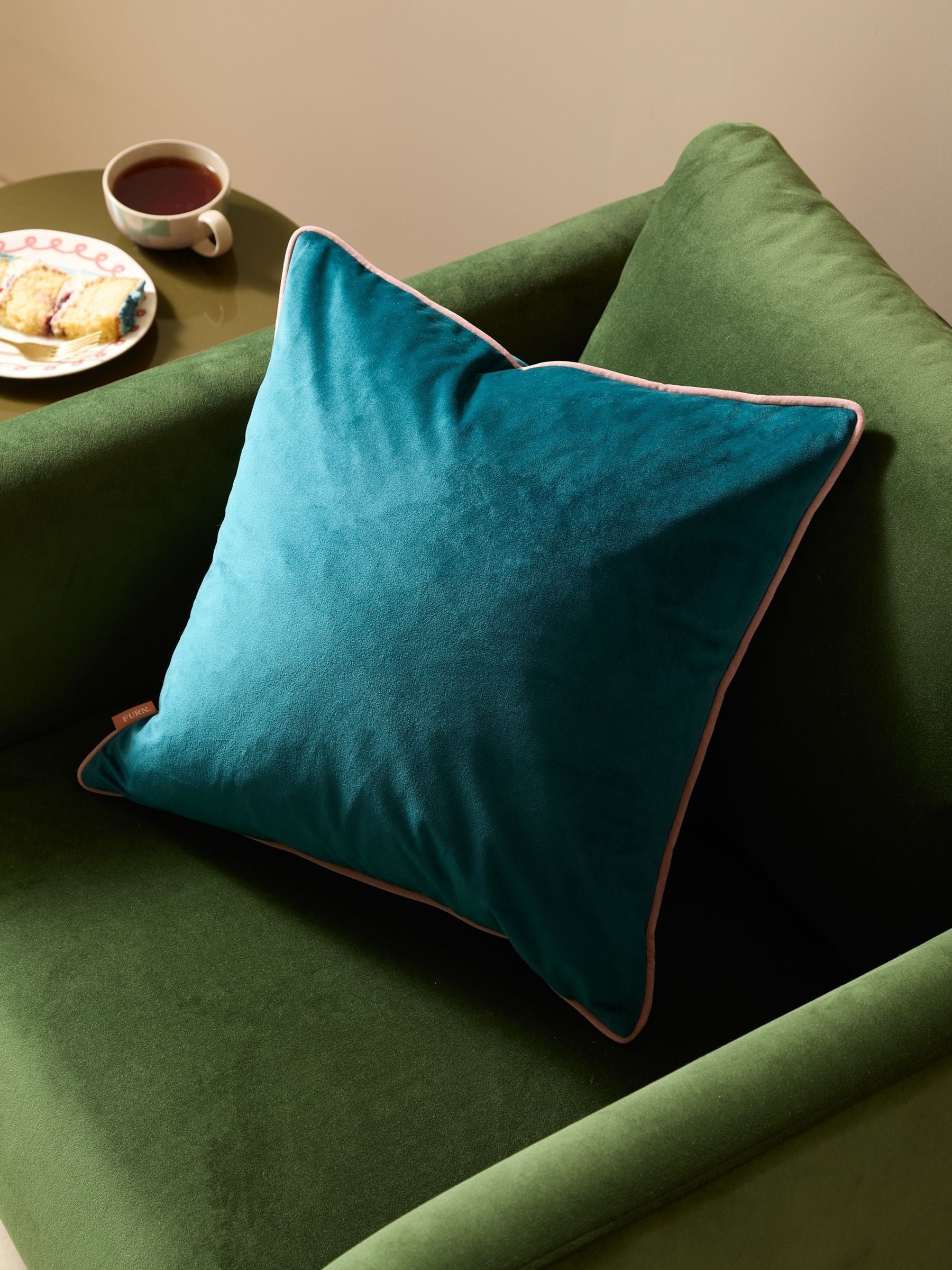 Furn Caramel/Chocolate Meridian Velvet Feather Cushion 55 x 55cm