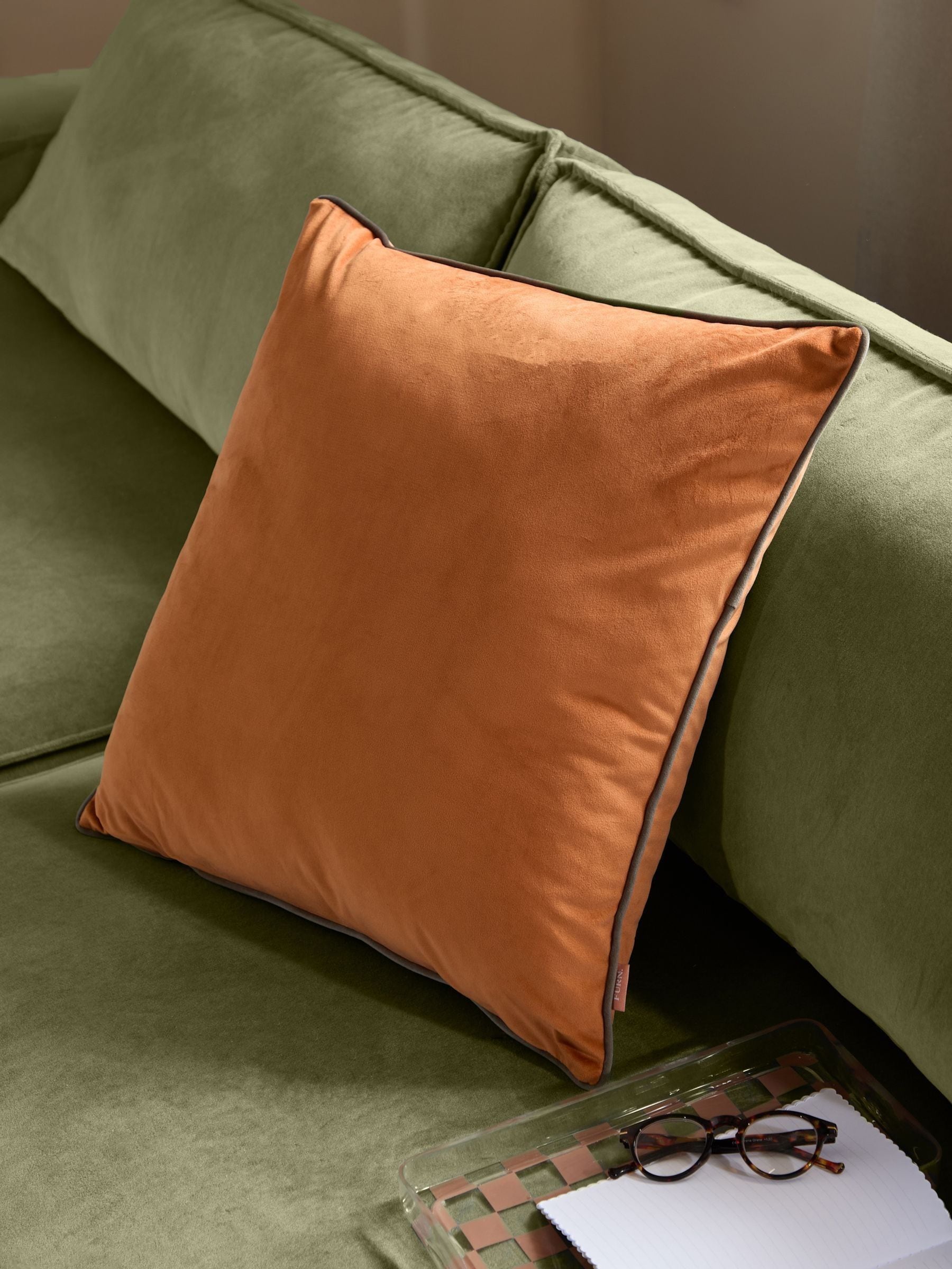 Furn Caramel/Chocolate Meridian Velvet Feather Cushion 55 x 55cm