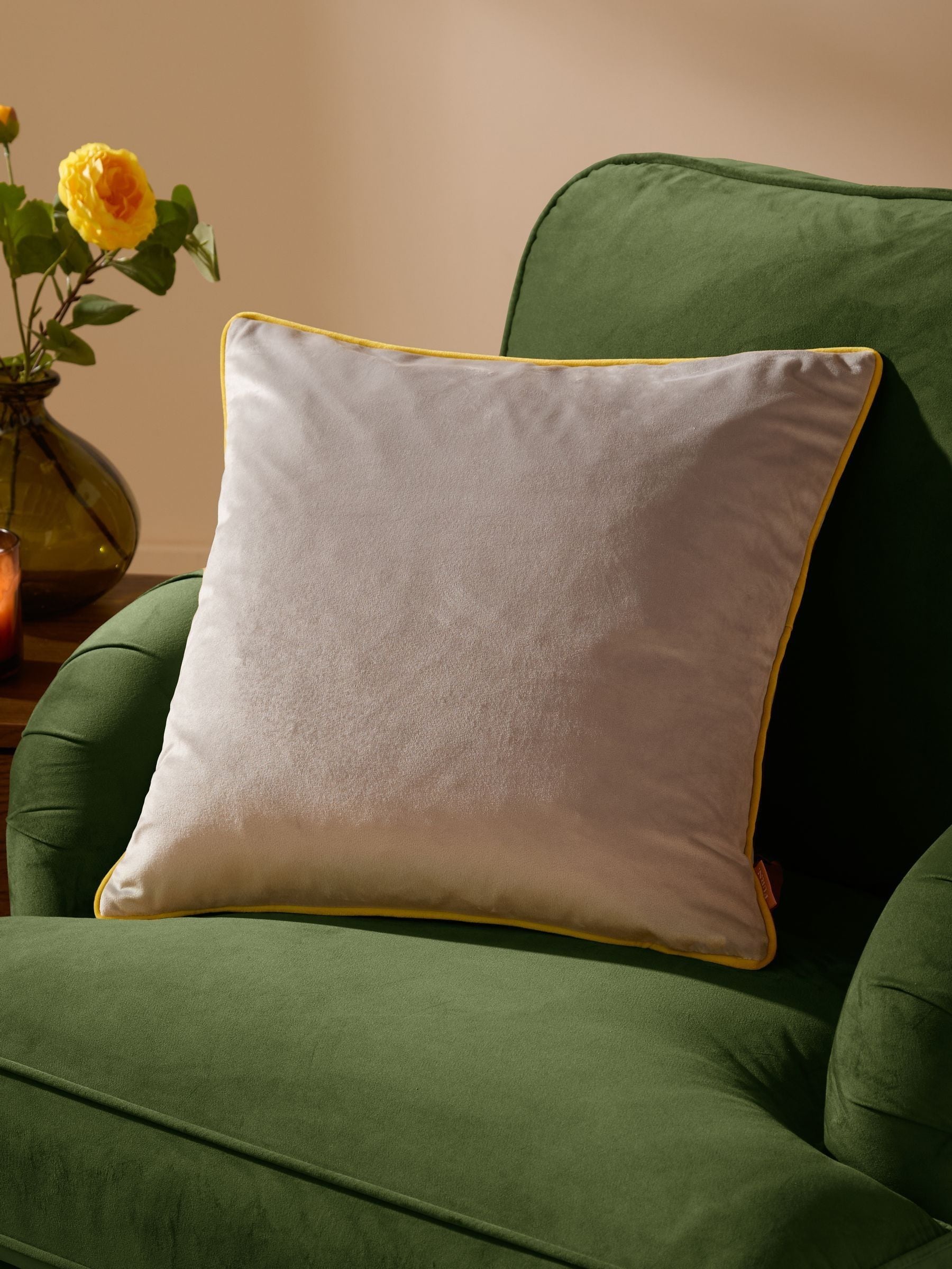 Furn Caramel/Chocolate Meridian Velvet Feather Cushion 55 x 55cm