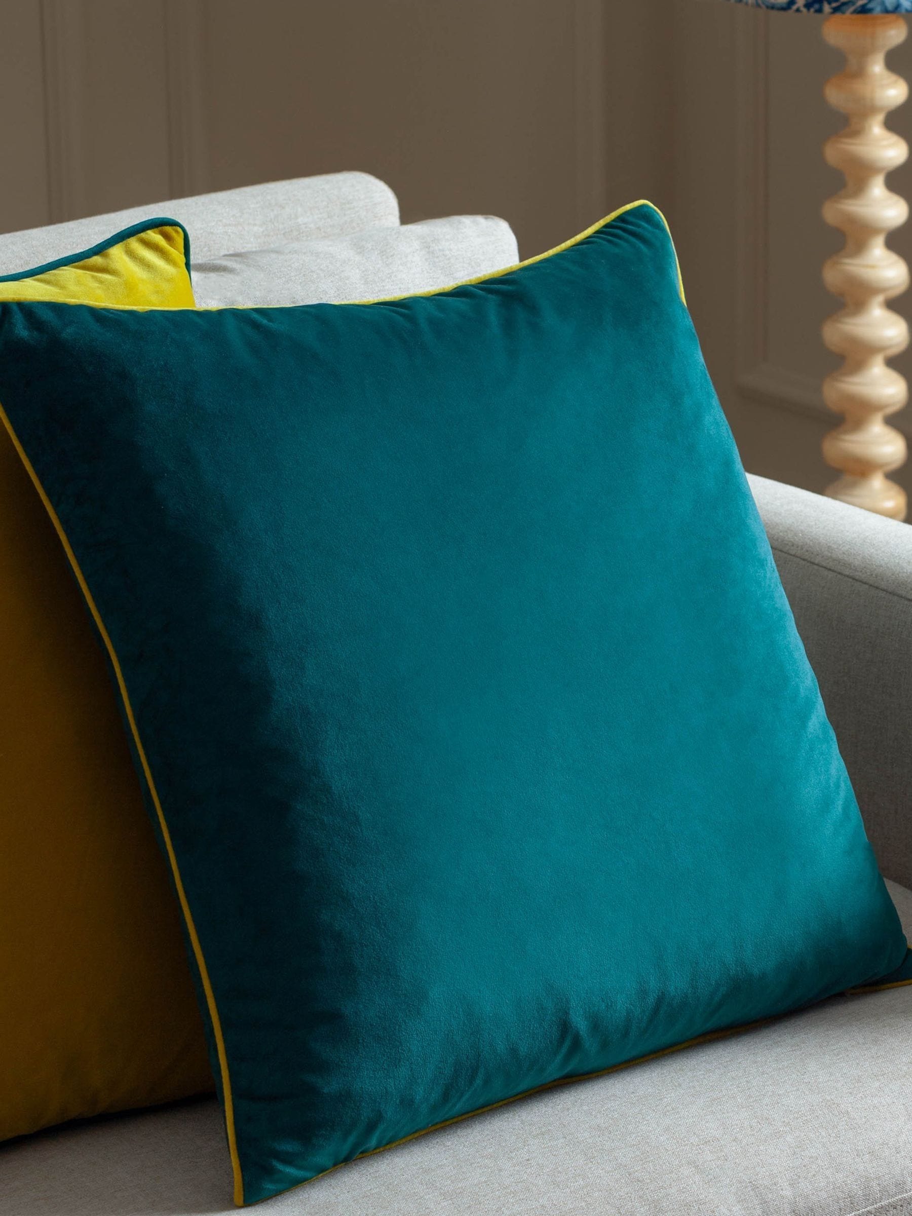 Furn Caramel/Chocolate Meridian Velvet Feather Cushion 55 x 55cm