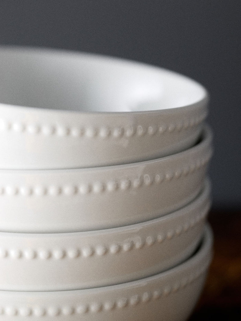 White bobble porcelain bowls set of 4 - British product