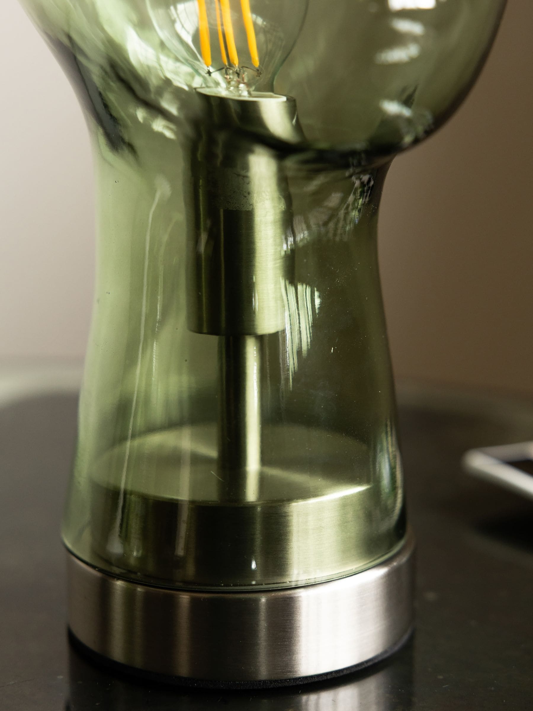 Rockett St George green glass head table lamp 33cm (British brand)