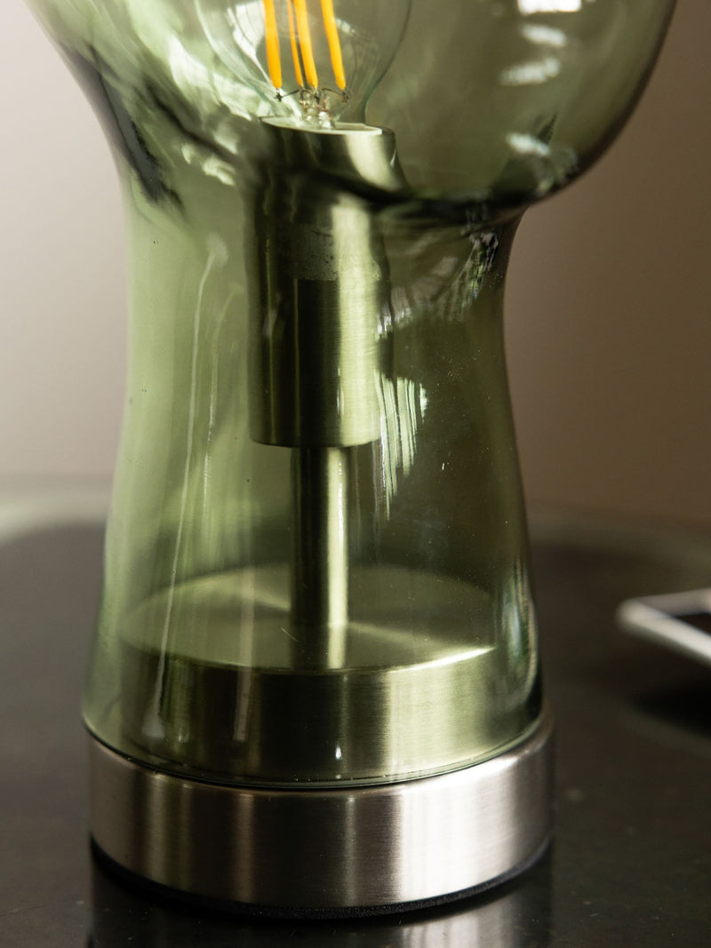 Rockett St George green glass head table lamp 33cm (British brand)