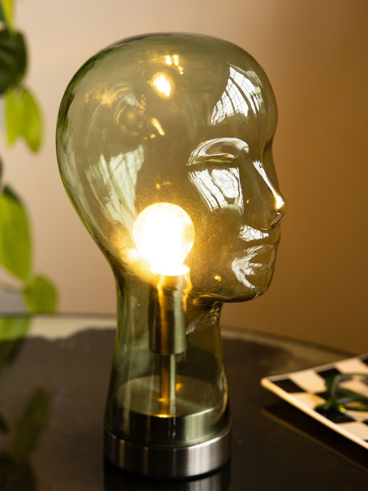 Rockett St George green glass head table lamp 33cm (British brand)