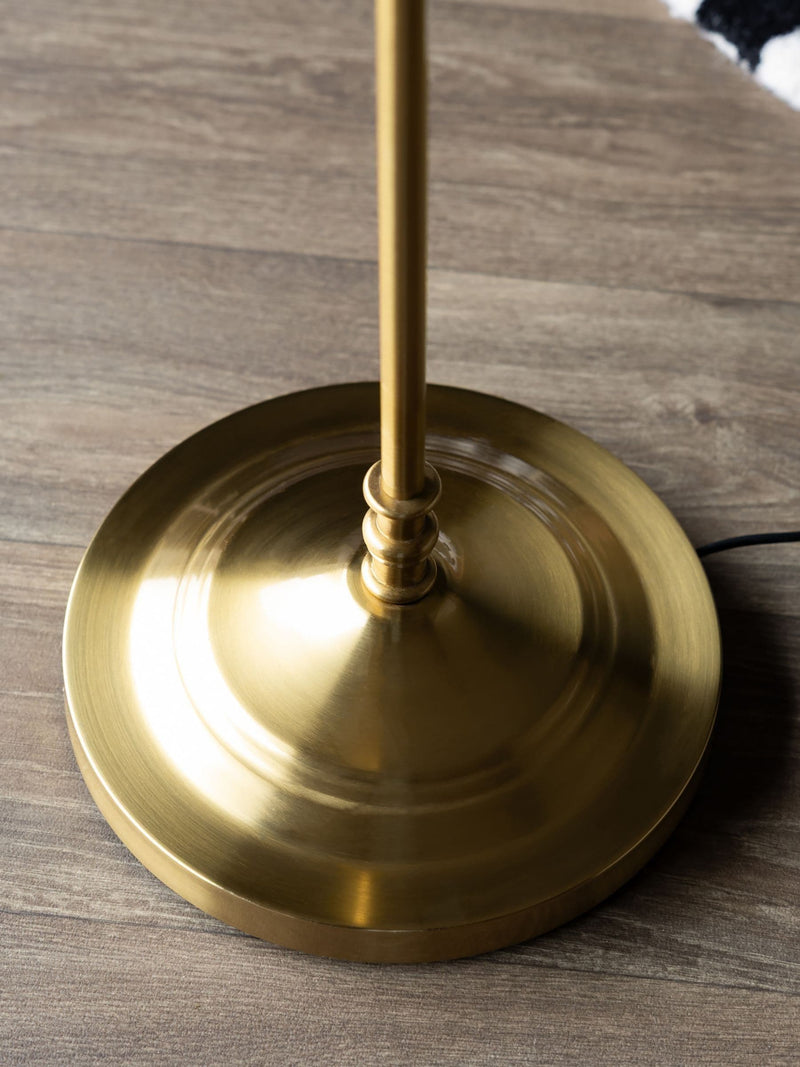 Rockett St George brass slim floor lamp 155cm tall, imported from the UK