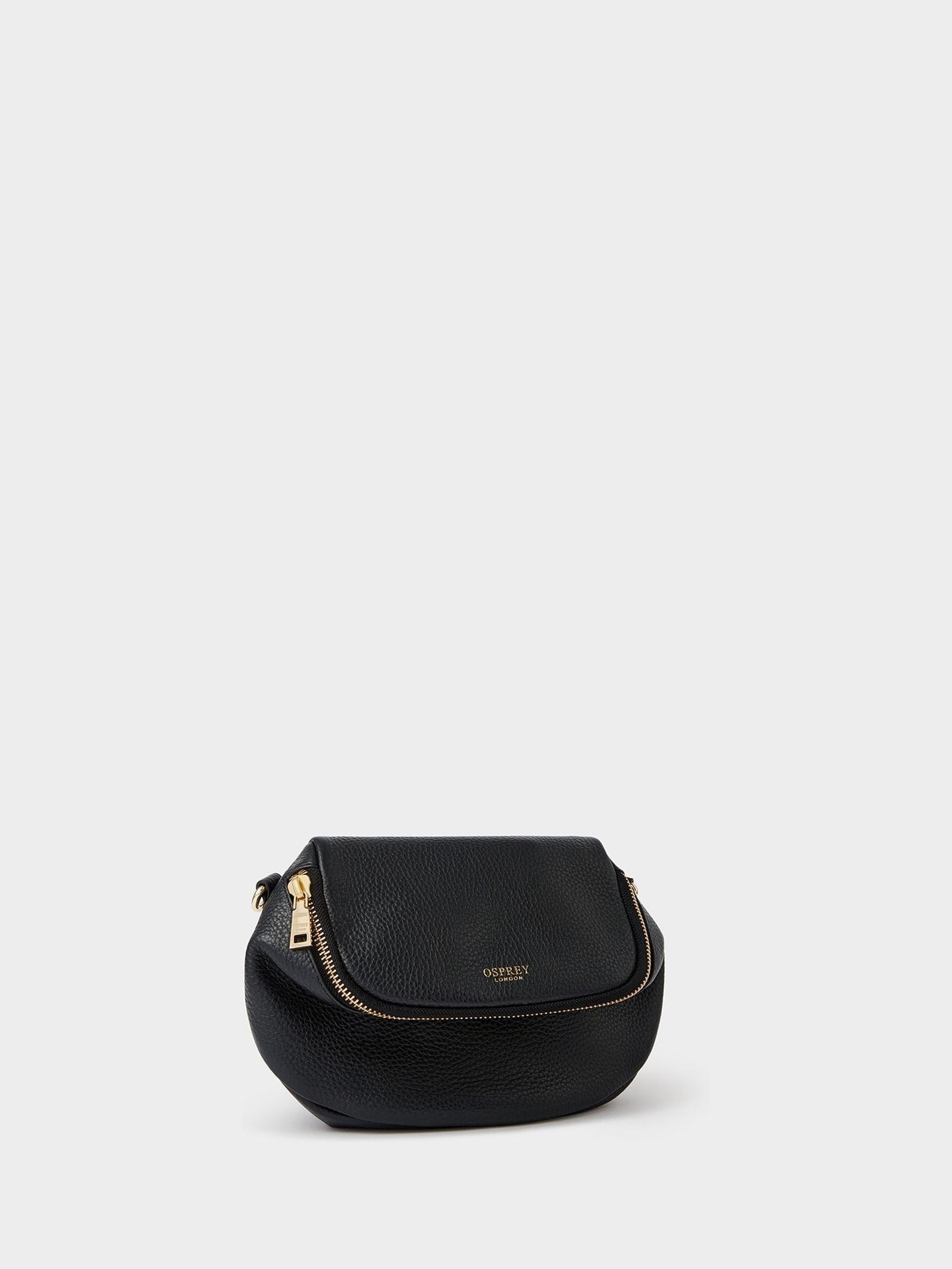Osprey London black Crumple leather sling bag, imported from the UK