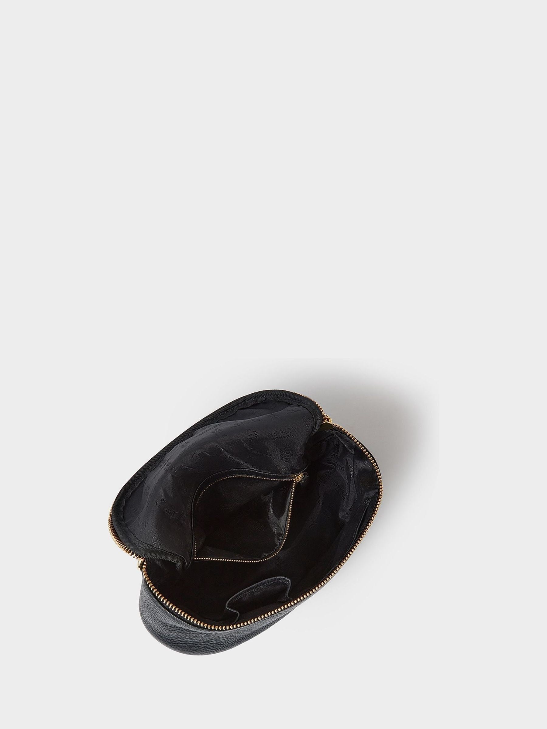 Osprey London black Crumple leather sling bag, imported from the UK