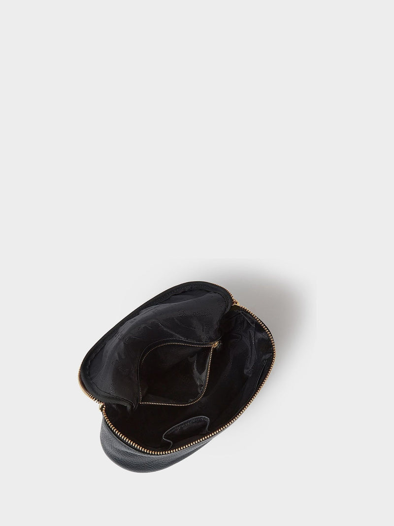 Osprey London black Crumple leather sling bag, imported from the UK