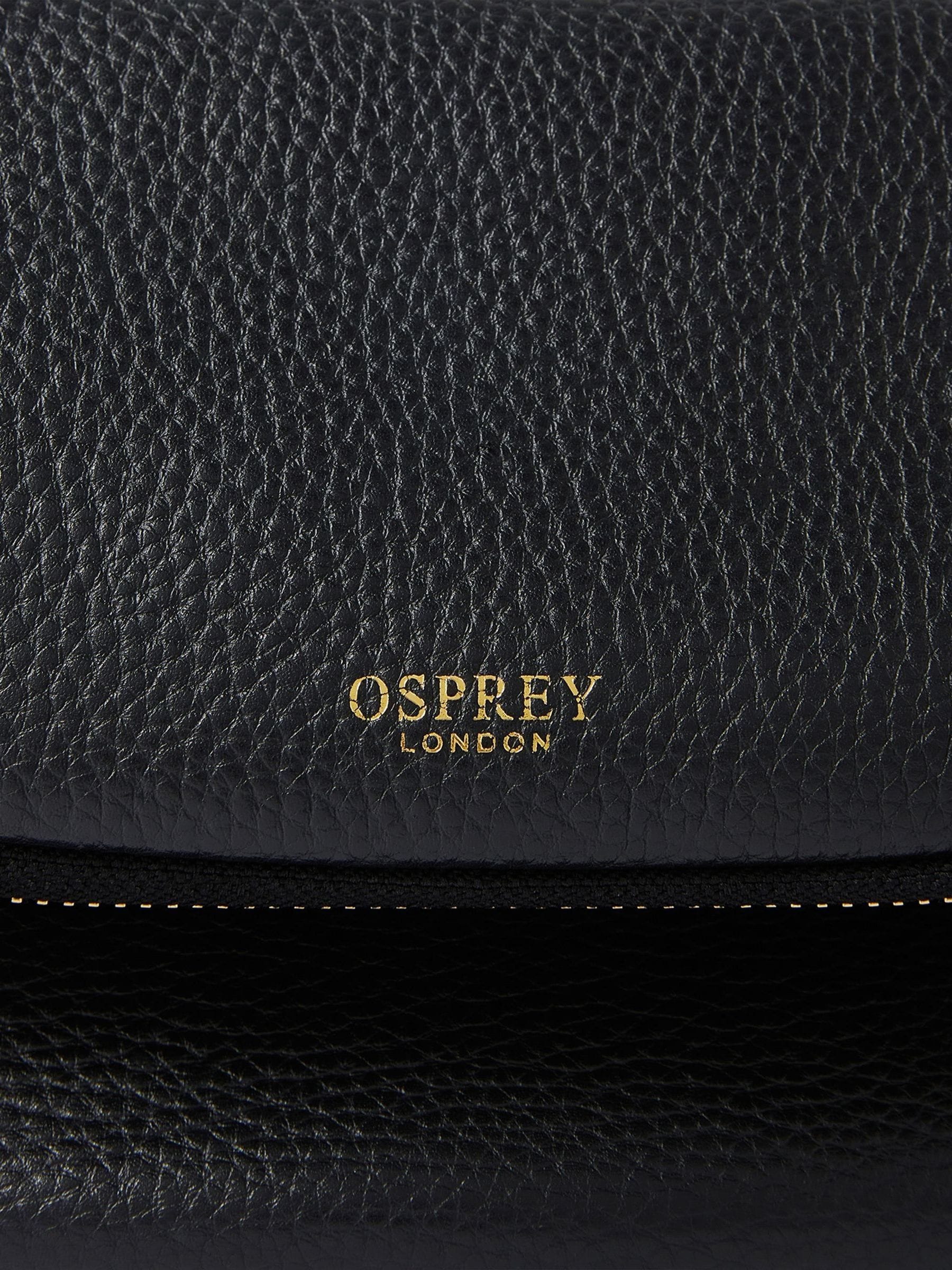Osprey London black Crumple leather sling bag, imported from the UK