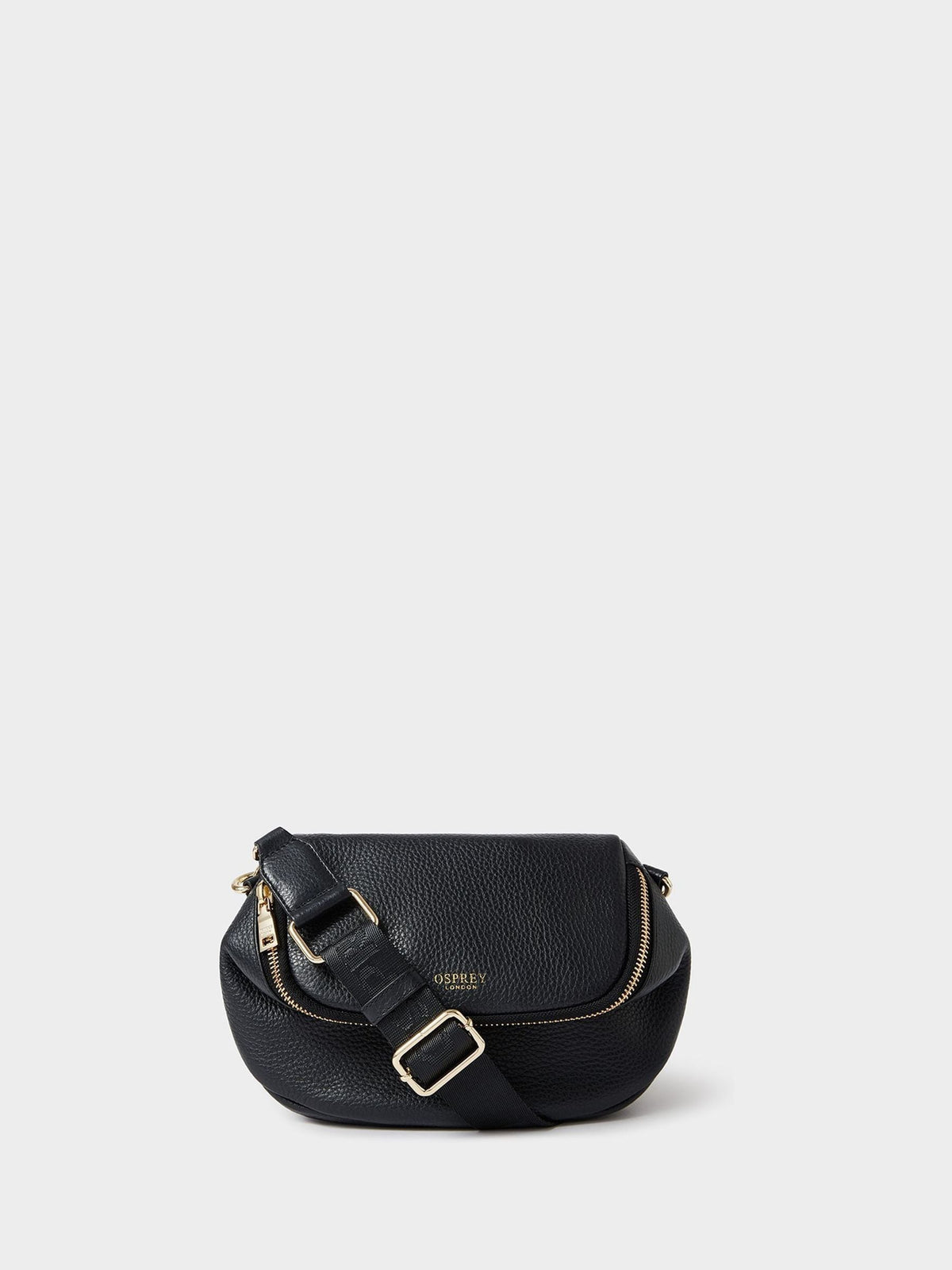 Osprey London black Crumple leather sling bag, imported from the UK