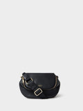 Osprey London black Crumple leather sling bag, imported from the UK