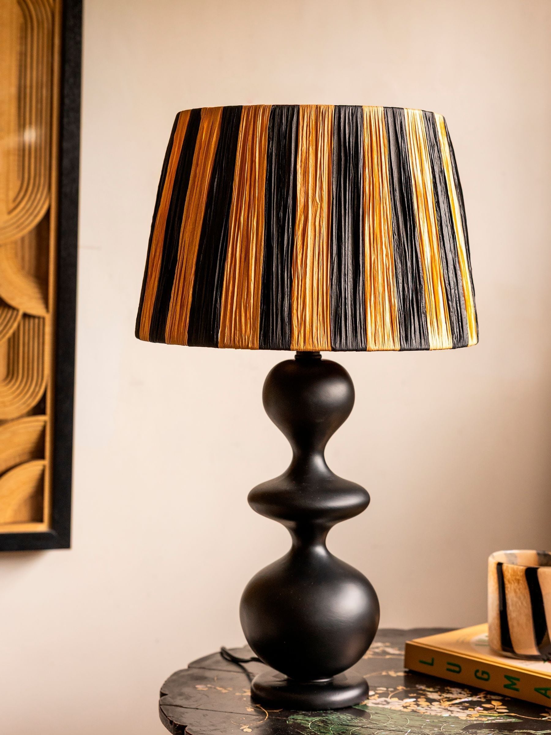 Rockett St George striped shade resin table lamp, UK version