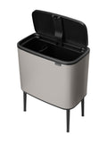 Brabantia Soft Grey Bo Touch Bin with two buckets - British product