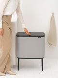 Brabantia Soft Grey Bo Touch Bin with two buckets - British product