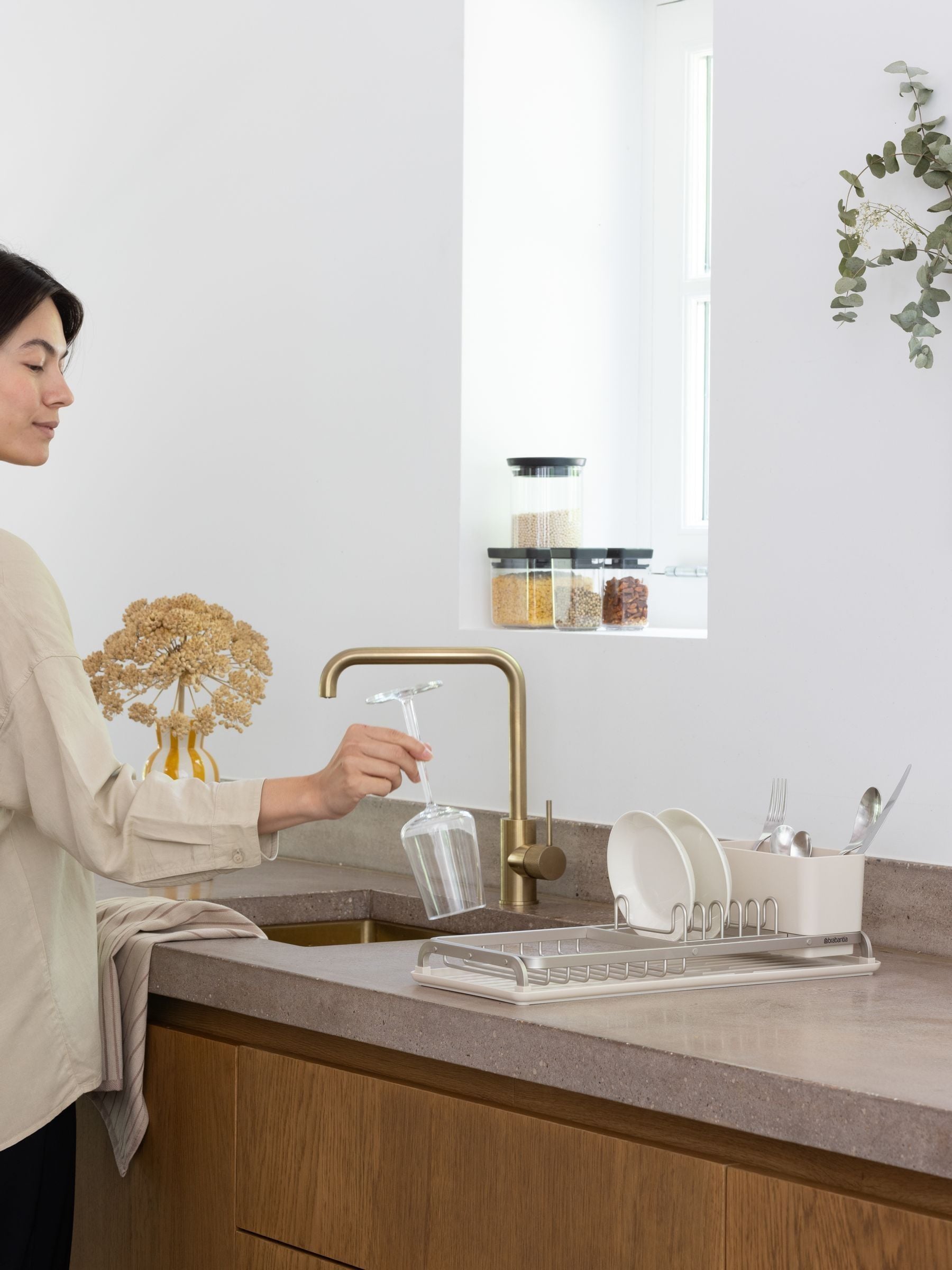 Brabantia SinkSide compact dish drying rack soft beige (British brand)