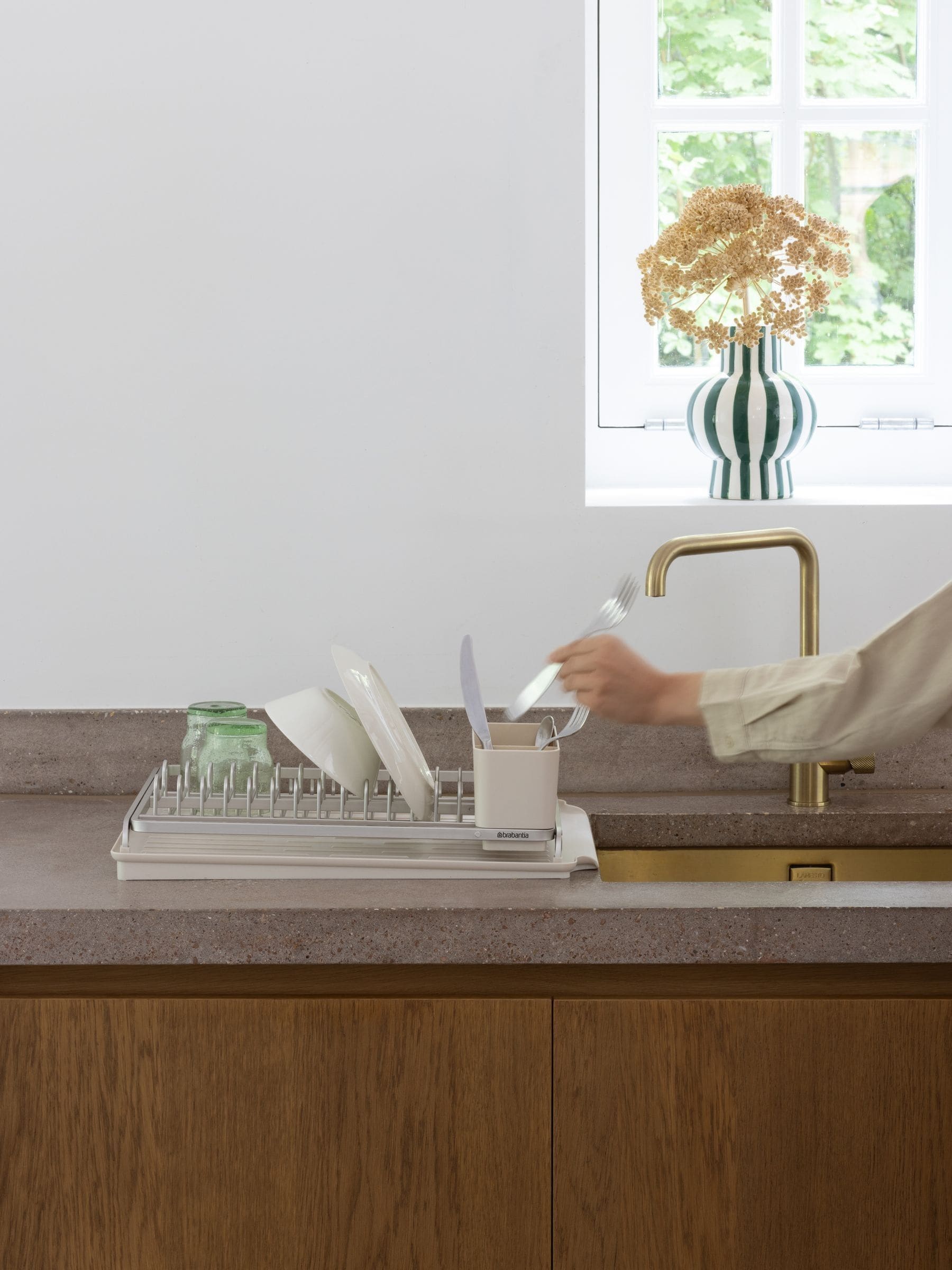Brabantia soft beige sink side dish drying rack - British product