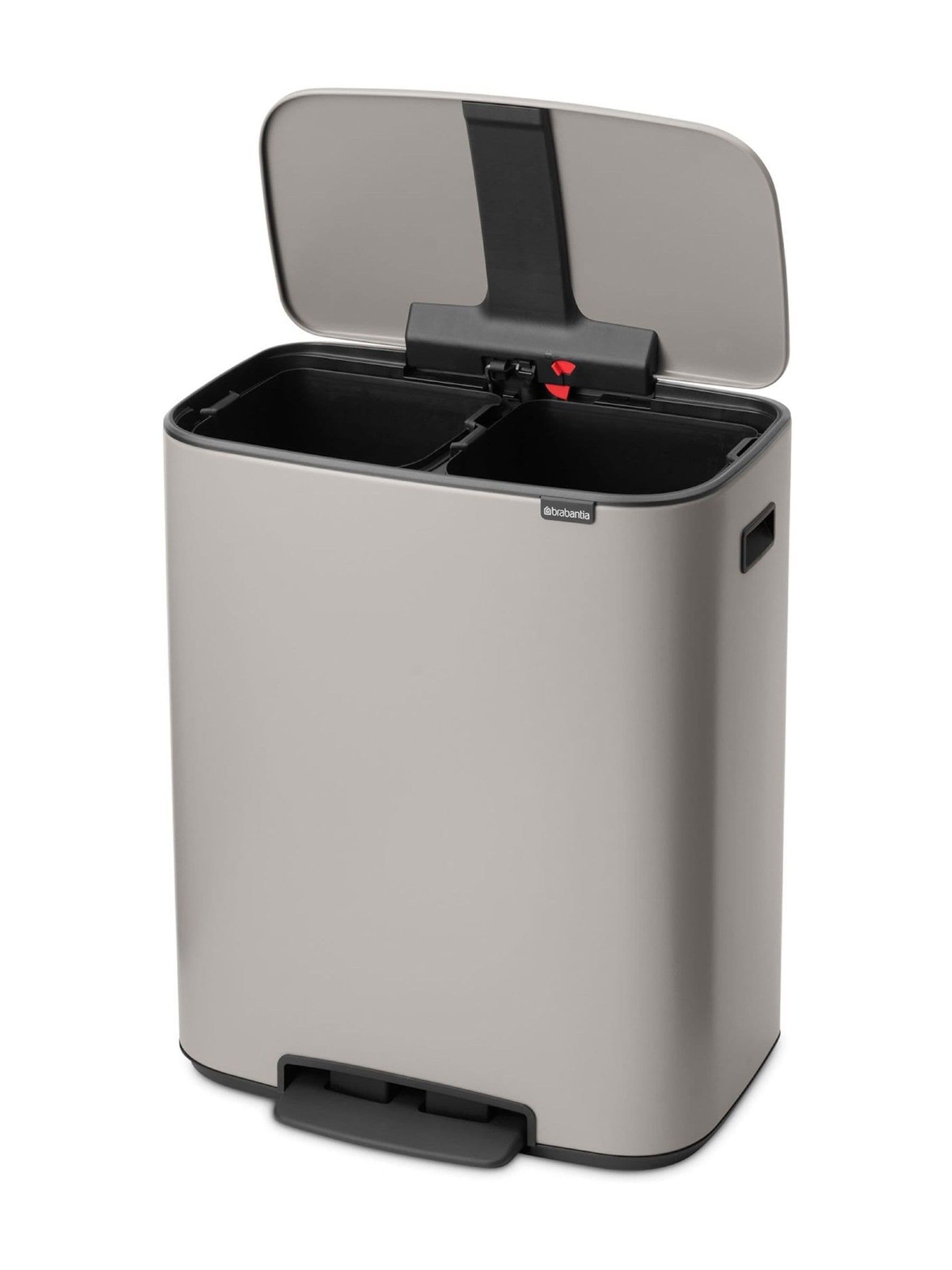 Brabantia Bo Pedal Bin Soft Grey 30 litre waste separation bin, UK version