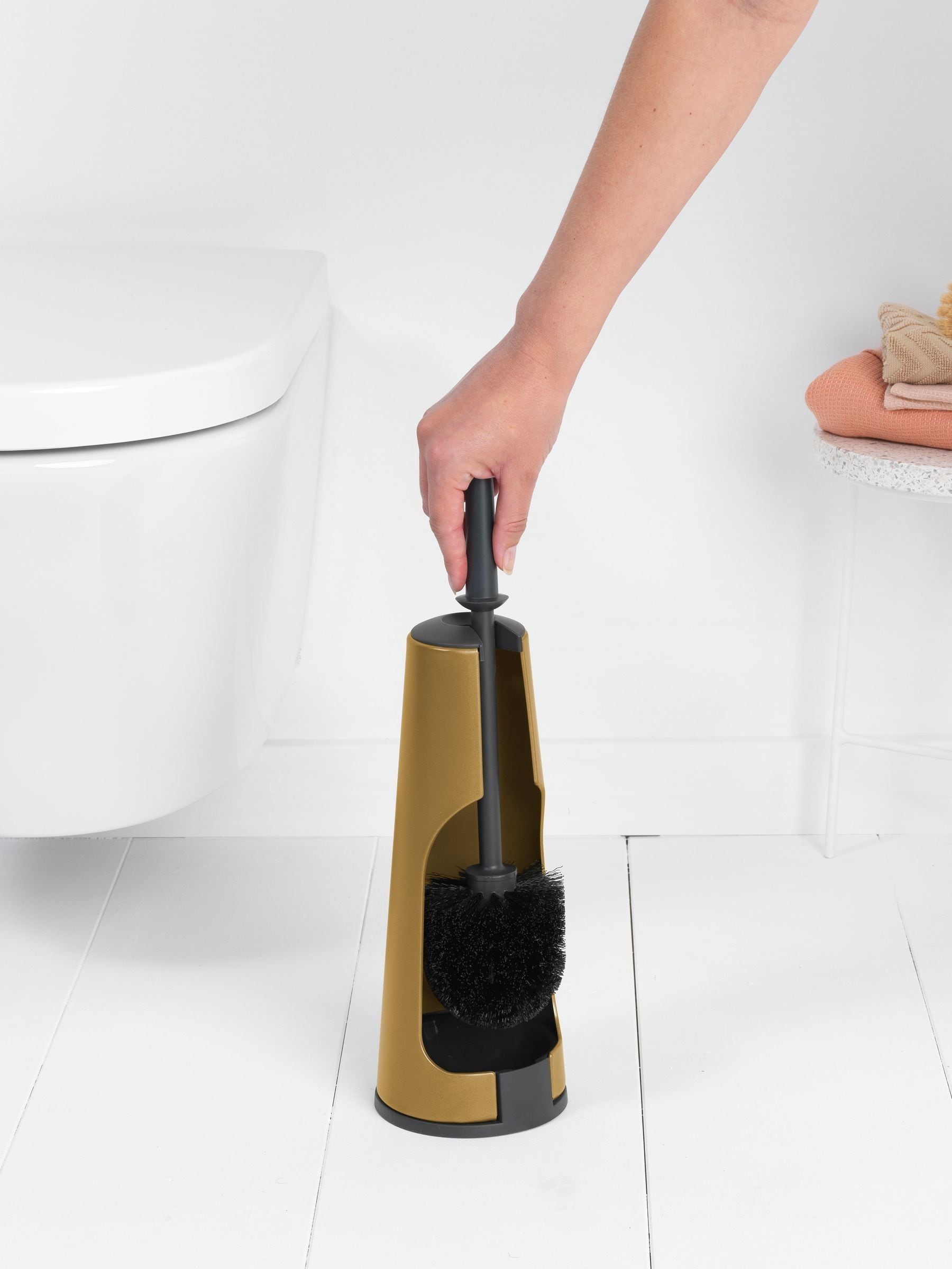 Brabantia Warm Gold ReNew Toilet Brush and Holder, imported from the UK