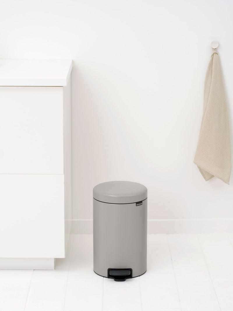 Brabantia NewIcon pedal bin soft grey 12 litre, imported from the UK