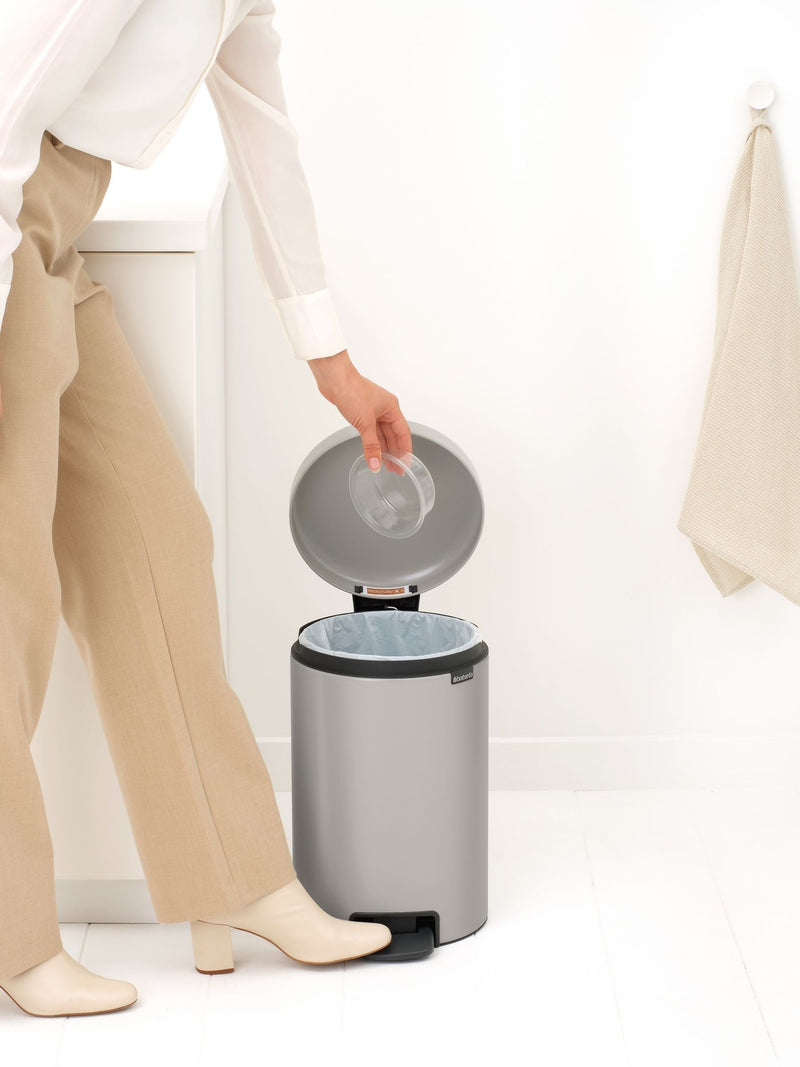 Brabantia NewIcon pedal bin soft grey 12 litre, imported from the UK