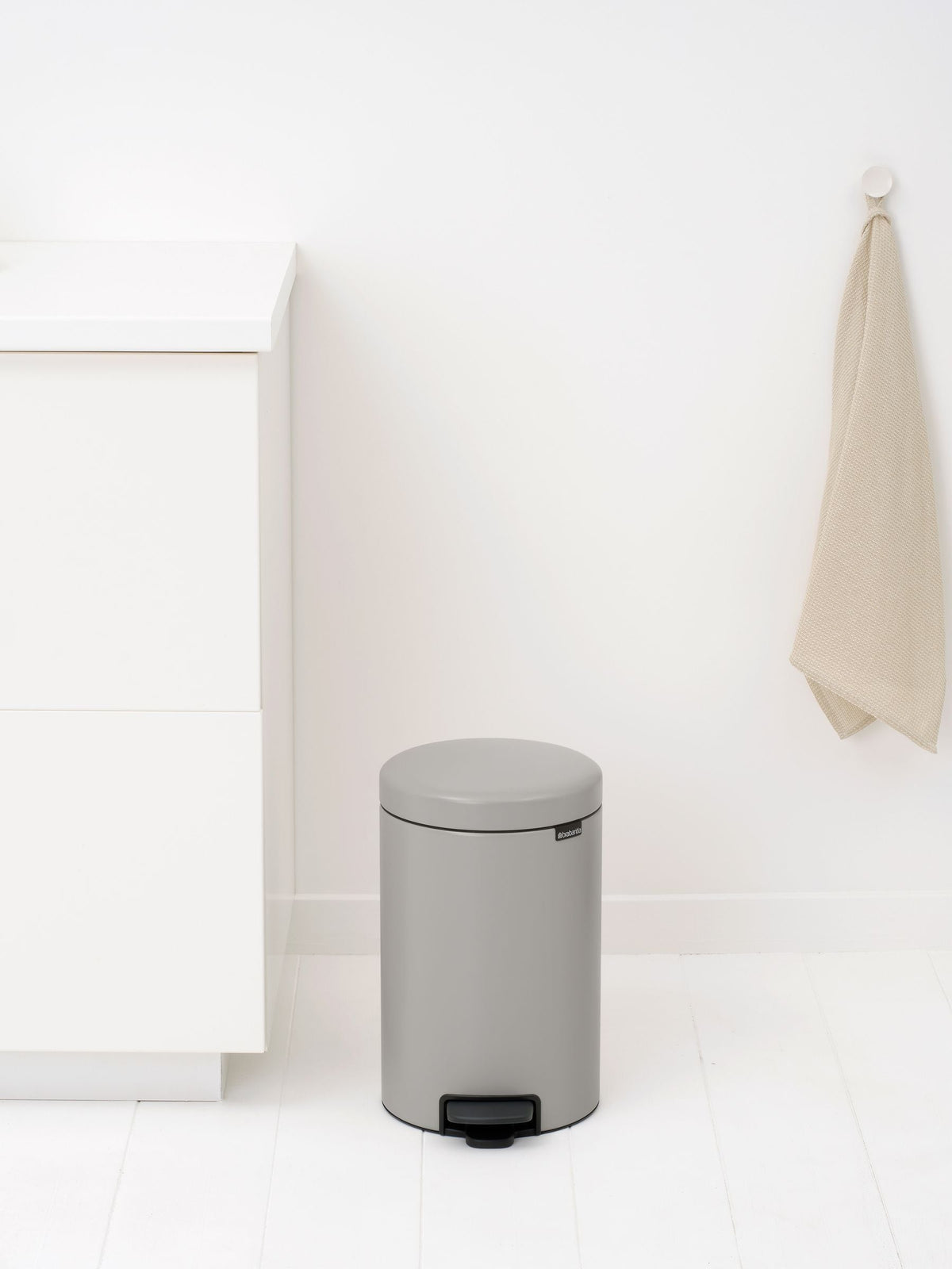Brabantia NewIcon pedal bin soft grey 12 litre, imported from the UK