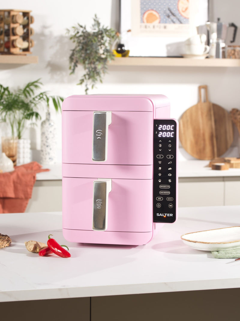 Salter VertiCook stackable air fryer 9L pink, imported from the UK