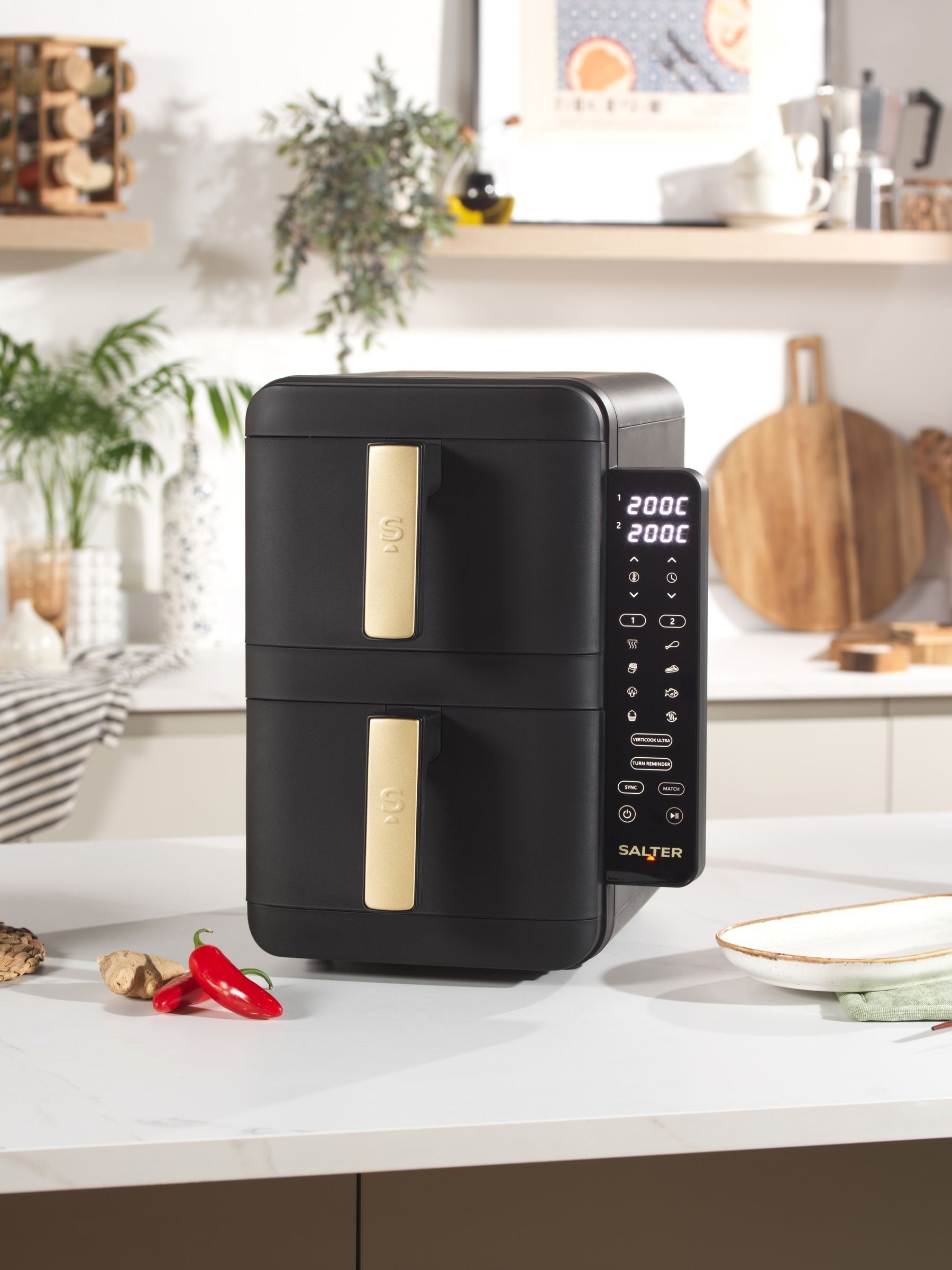 Salter Black Alchemy stackable air fryer 9L (British brand)