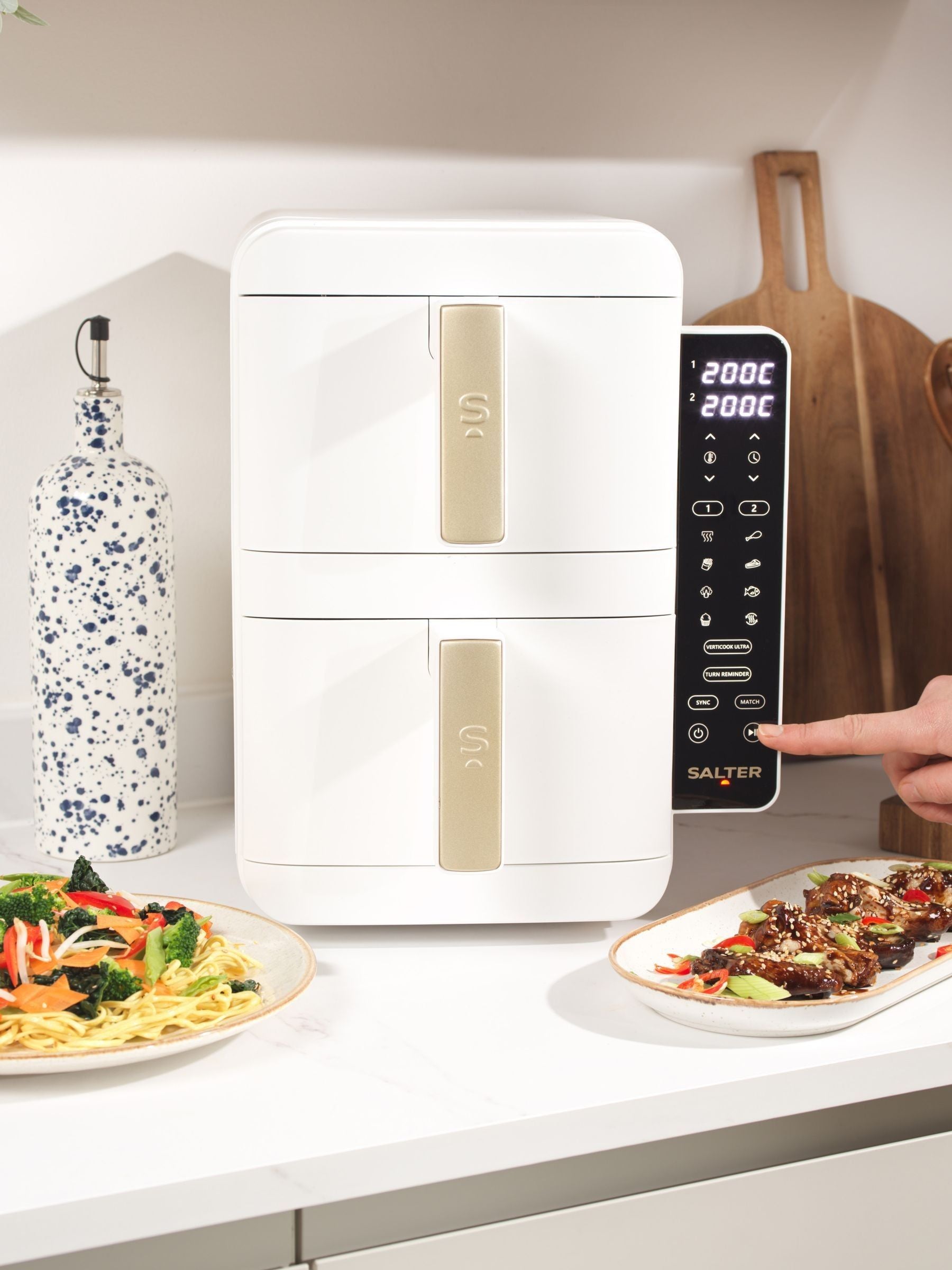 Salter White Alchemy stackable air fryer 9L, imported from the UK