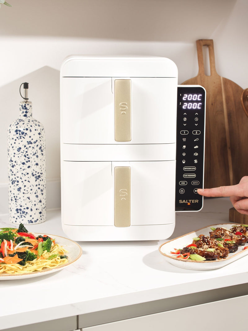 Salter White Alchemy stackable air fryer 9L, imported from the UK