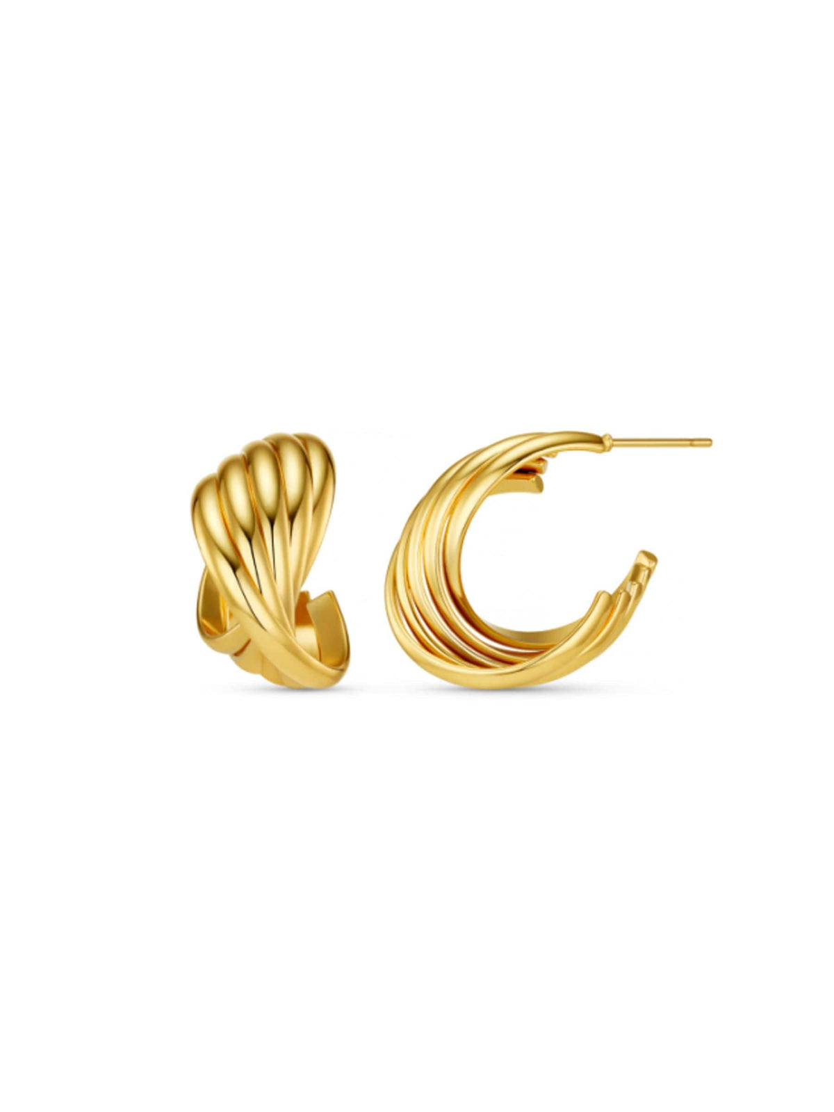 Orelia London gold tone interlocking twist hoop earrings (British brand)