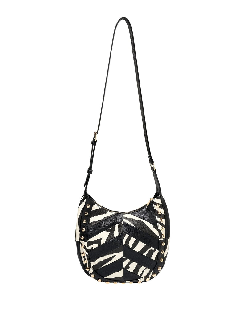 SCAMP & DUDE cream zebra patchwork shoulder bag, imported from the UK