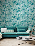 Ohpopsi Teal Interlace wallpaper roll, imported from the UK