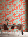 Ohpopsi Boogie Lights Ash Duck Egg Wallpaper 10m