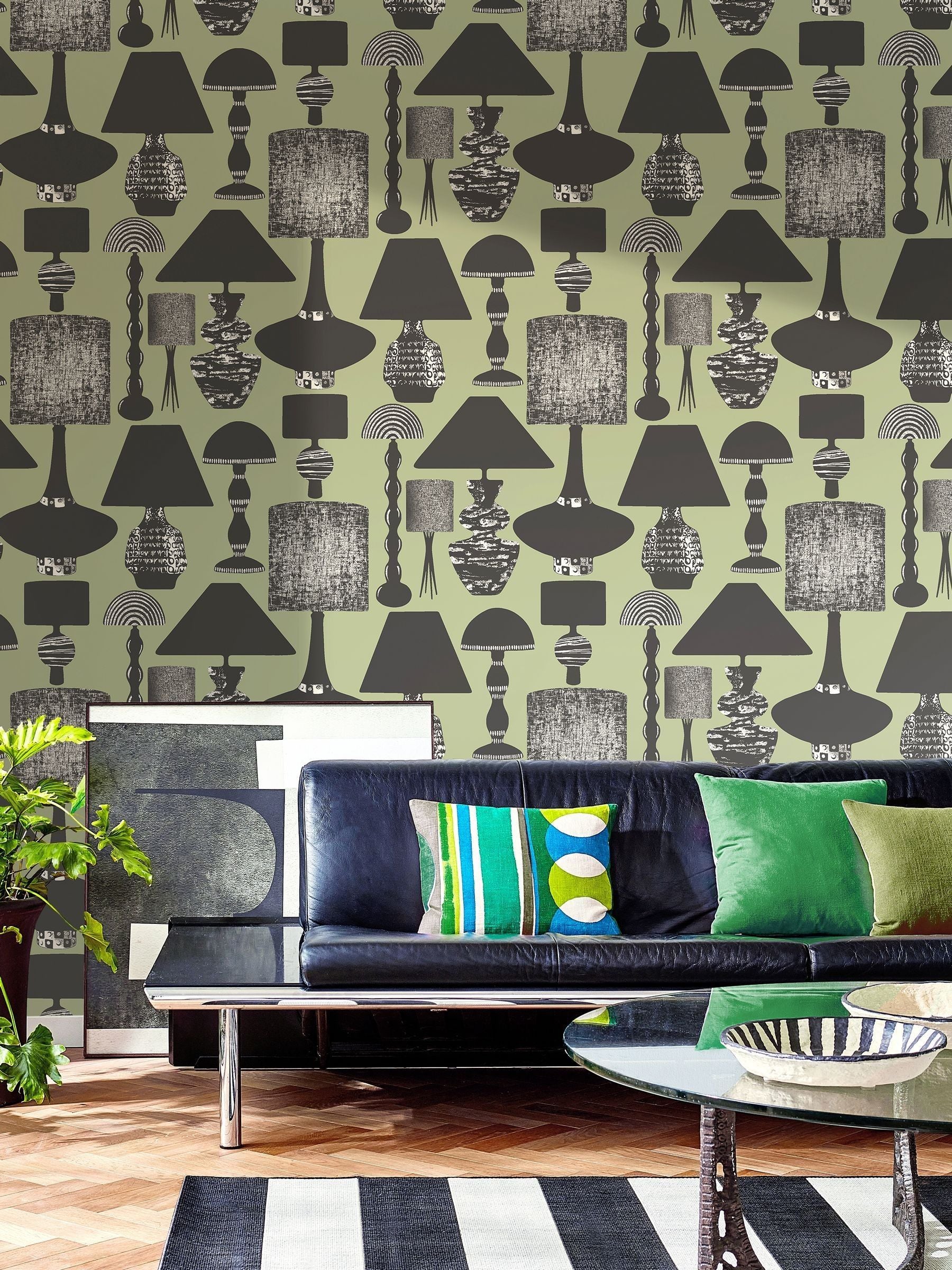 Ohpopsi Boogie Lights Ash Duck Egg Wallpaper 10m