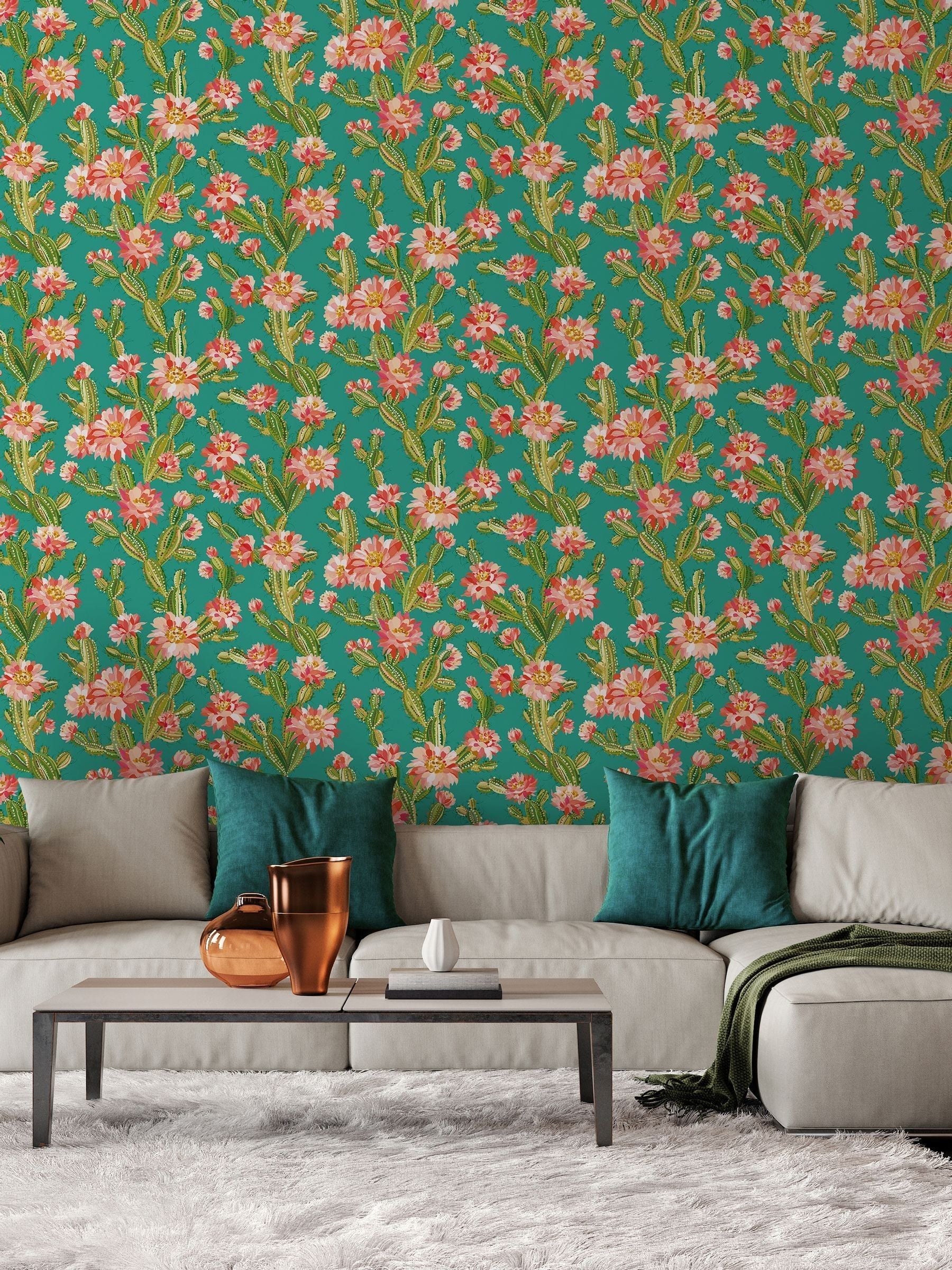 Ohpopsi Cactus Bloom wallpaper 10m - British product
