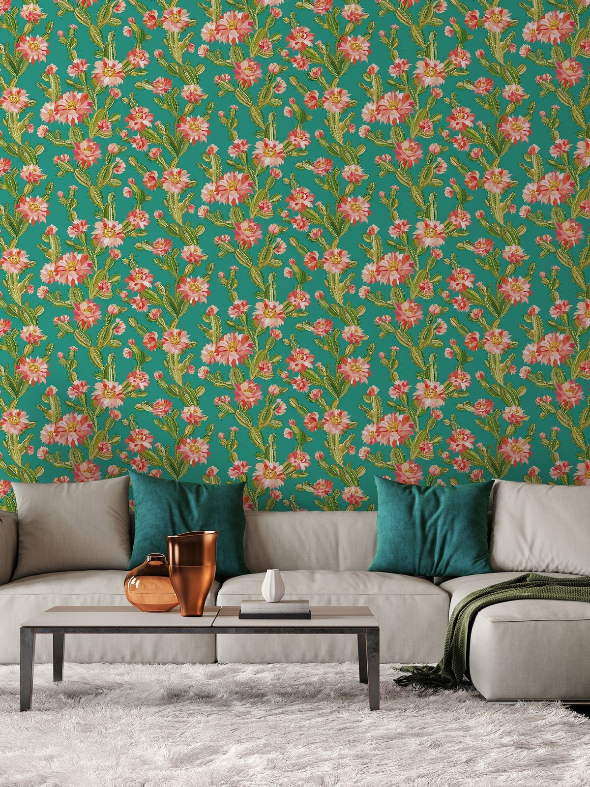 Ohpopsi Cactus Bloom wallpaper 10m - British product