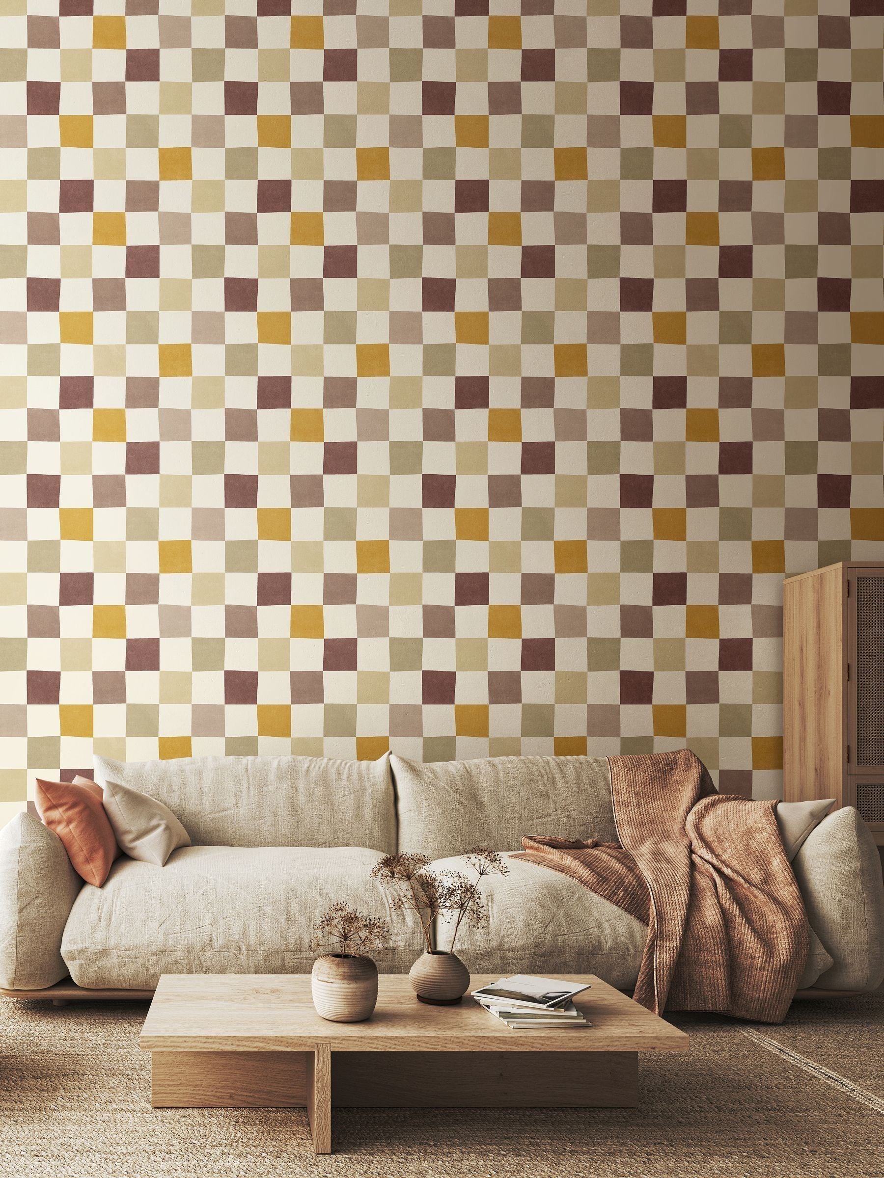 Ohpopsi Marmalade Mix Disco Check Wallpaper 10M