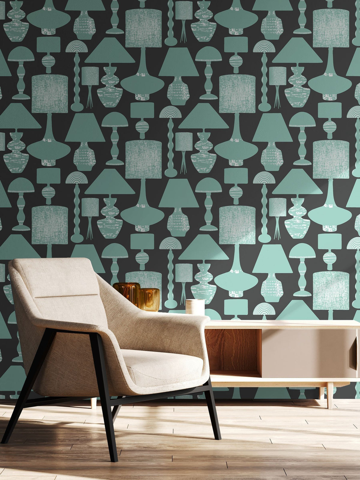 Ohpopsi wallpaper Ash Duck Egg Boogie Lights 10m - British product