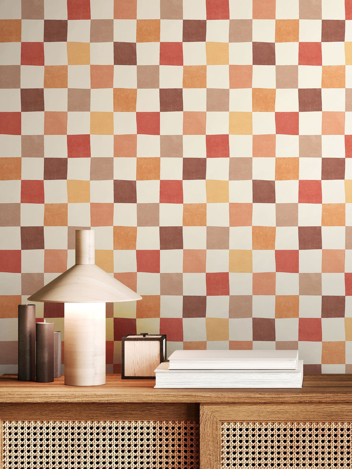 Ohpopsi Marmalade Mix Disco Check wallpaper 10m (British brand)