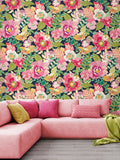 Ohpopsi Midnight Garden Poppies and Pansies wallpaper 10m, imported from the UK