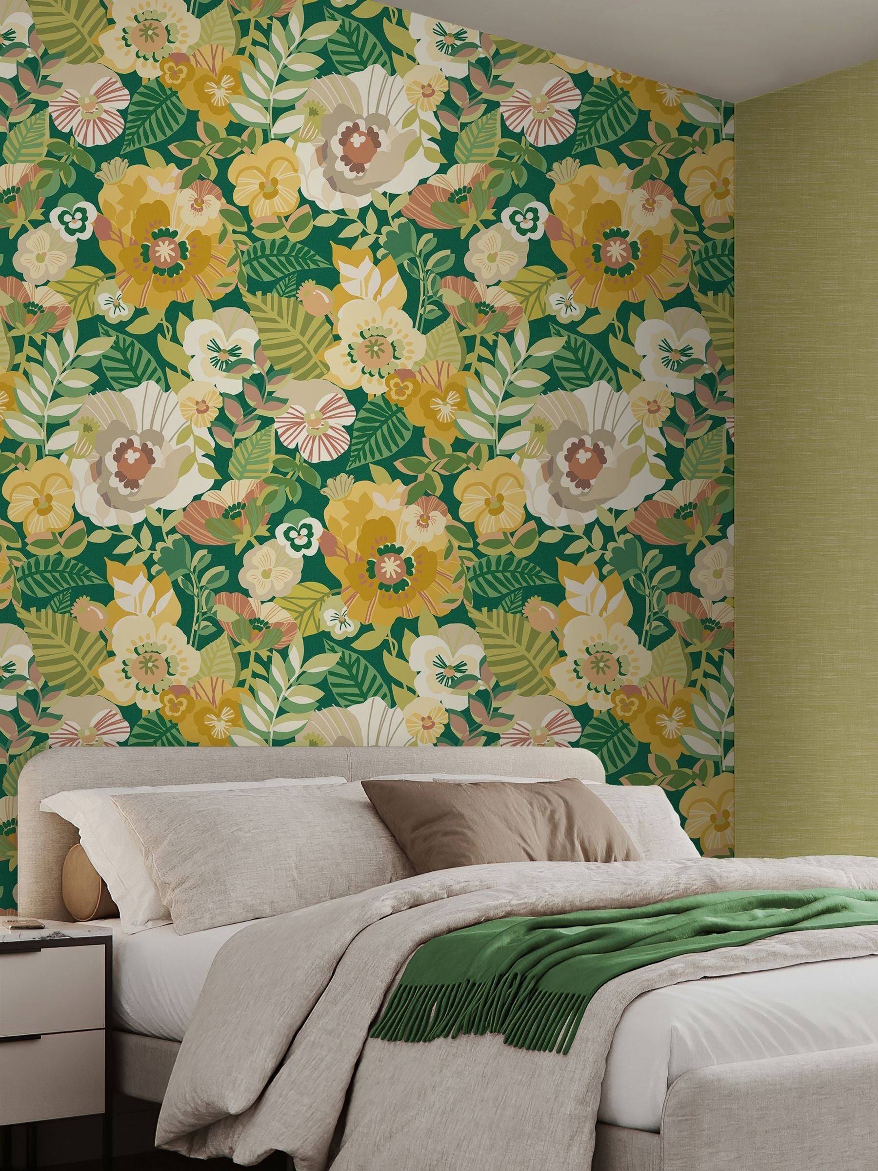 Ohpopsi Midnight Garden Poppies + Pansies Wallpaper 10m x 50cm